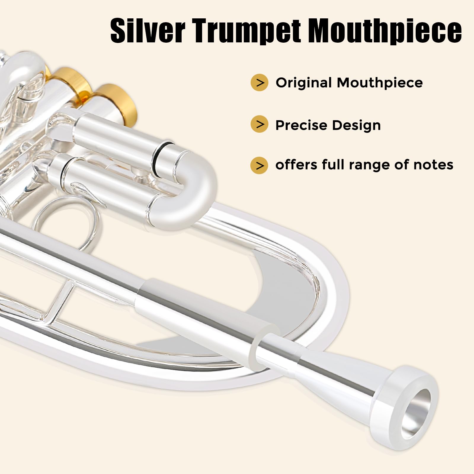 Professional Bb Trumpet for Students - Standard Brass Instrument Set with Case, Cleaning Kit, 7C Mouthpiece, Cloth & Gloves (Silver) | Perfect for School Bands, Beginners & Music Practice
