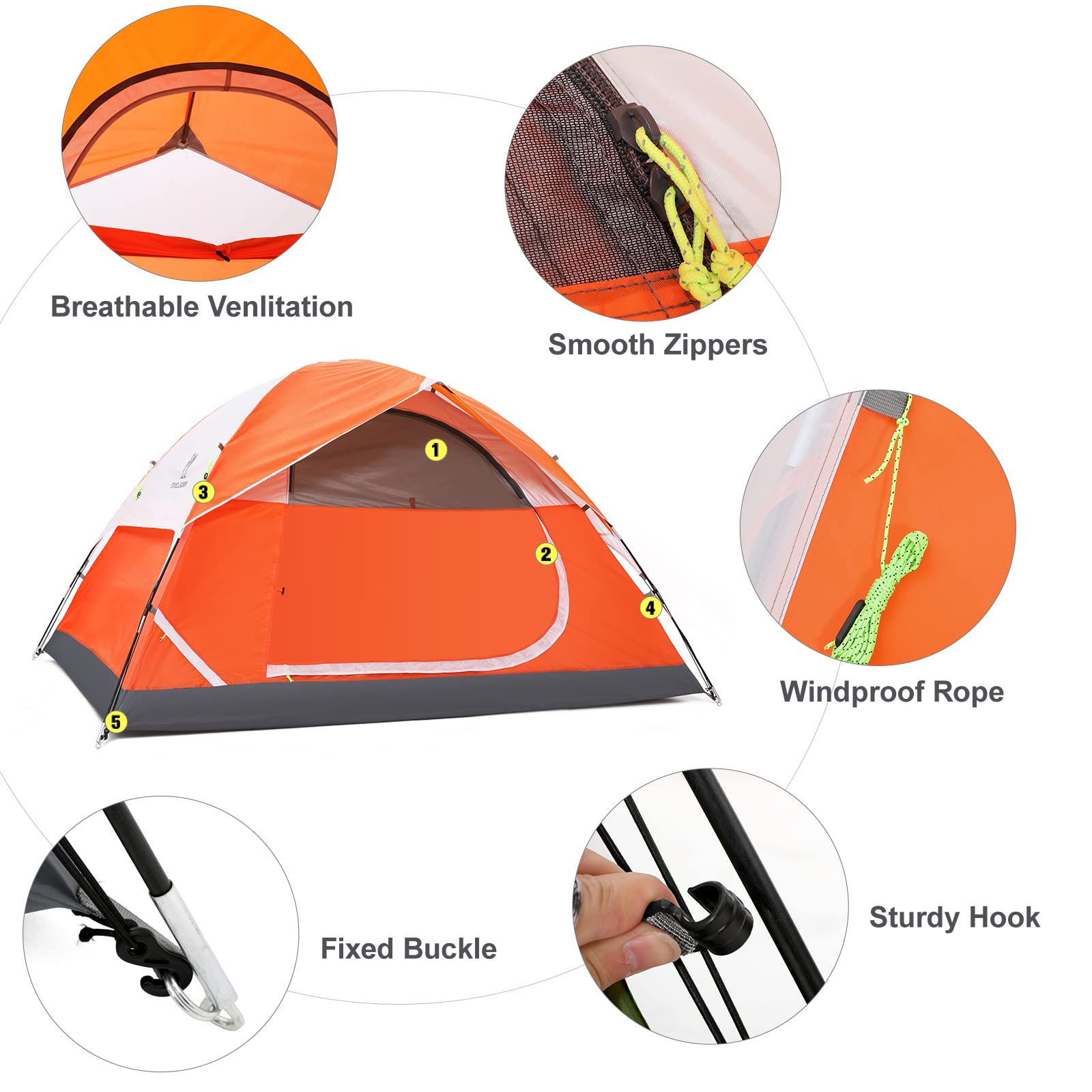 CAMEL CROWN 2-5 Person Camping Tent - Waterproof & Lightweight for Hiking/Backpacking