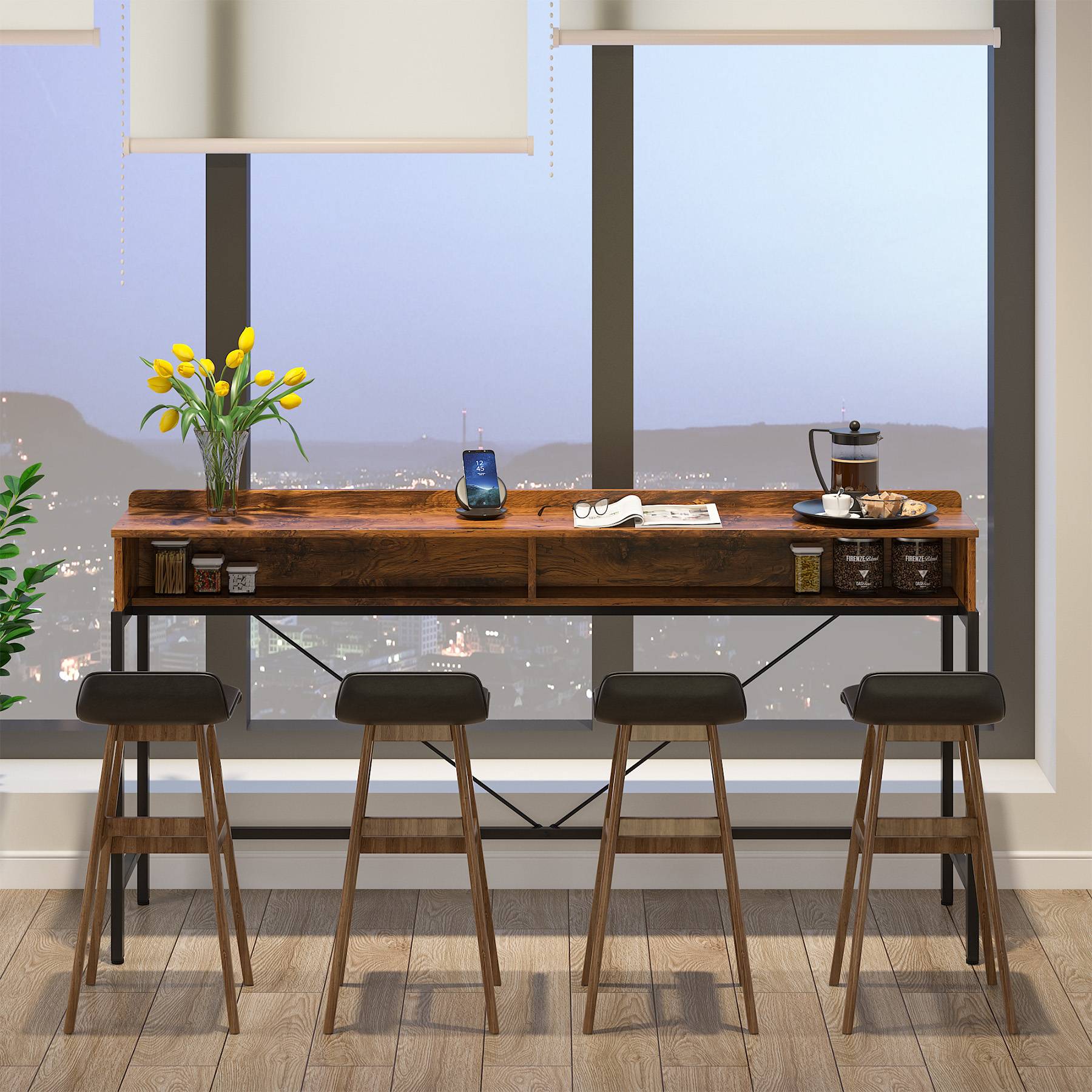 2 Tier Console Table with Open Shelves - 70.9