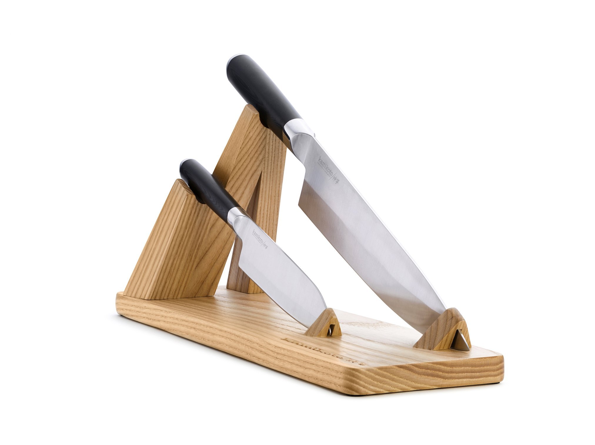 Premium Kamikoto Senshi Dual Knife Set with Wooden Display Stand - Japanese Chef Knives for Professional Cooking & Home Kitchen Use - Perfect for Slicing, Dicing & Food Preparation