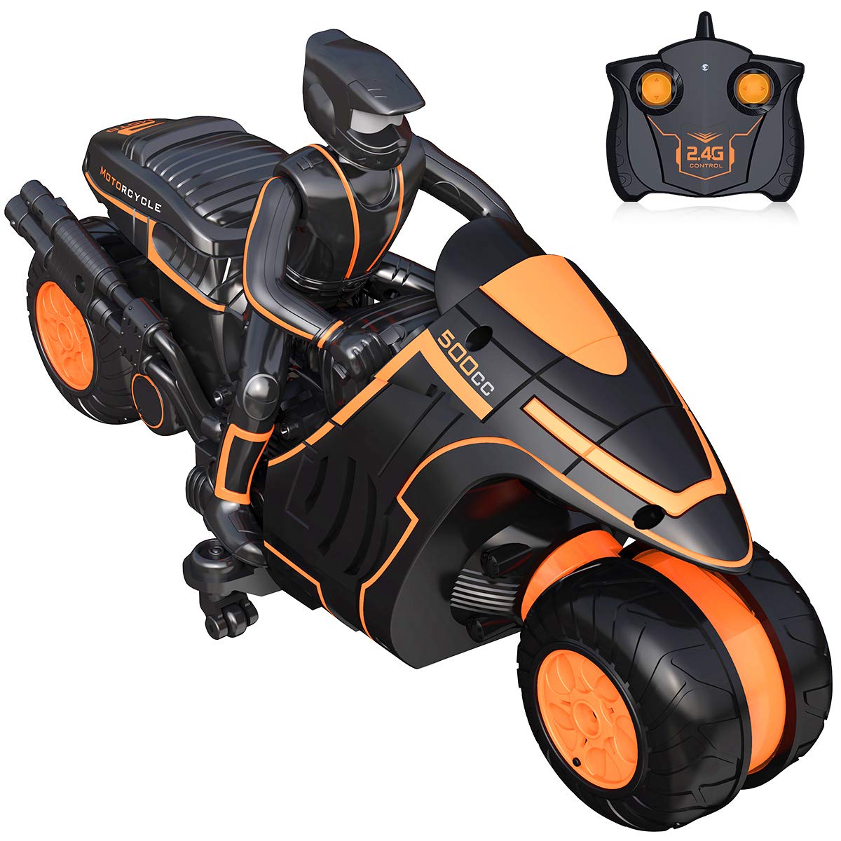 2.4GHz Remote Control Motorcycle for Kids - 360° Spinning Drift Stunt RC Bike with Rider Figure, 2WD High Speed Toy for Boys | Indoor & Outdoor Play, Birthday Gifts, Racing Competitions
