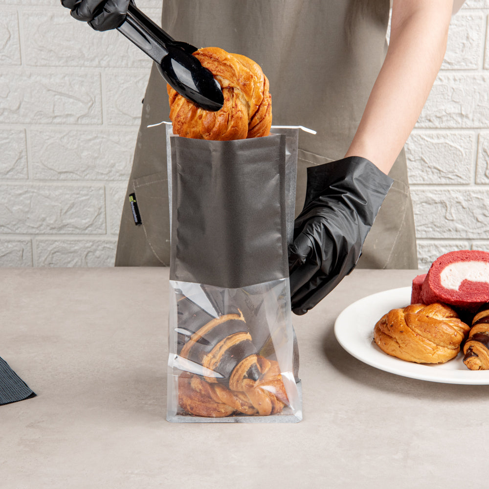 Premium Black Cotton Paper Tin Tie Bags with Clear Window - 5