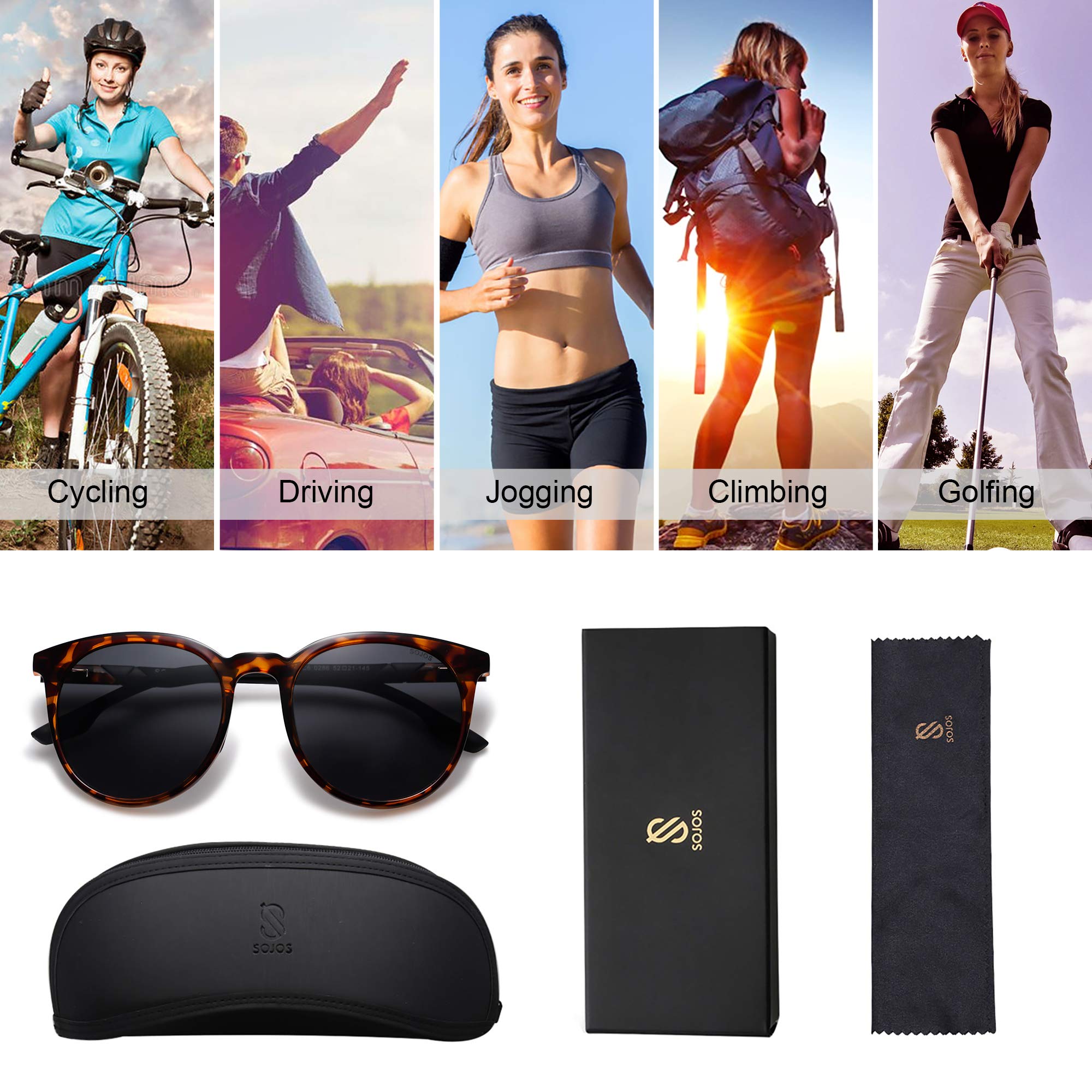 SOJOS SJ2092 Polarized Sports Sunglasses for Women & Men - Lightweight TR90 Frame, UV Protection, Oversized Round Lens - Perfect for Running, Cycling, Hiking & Outdoor Activities