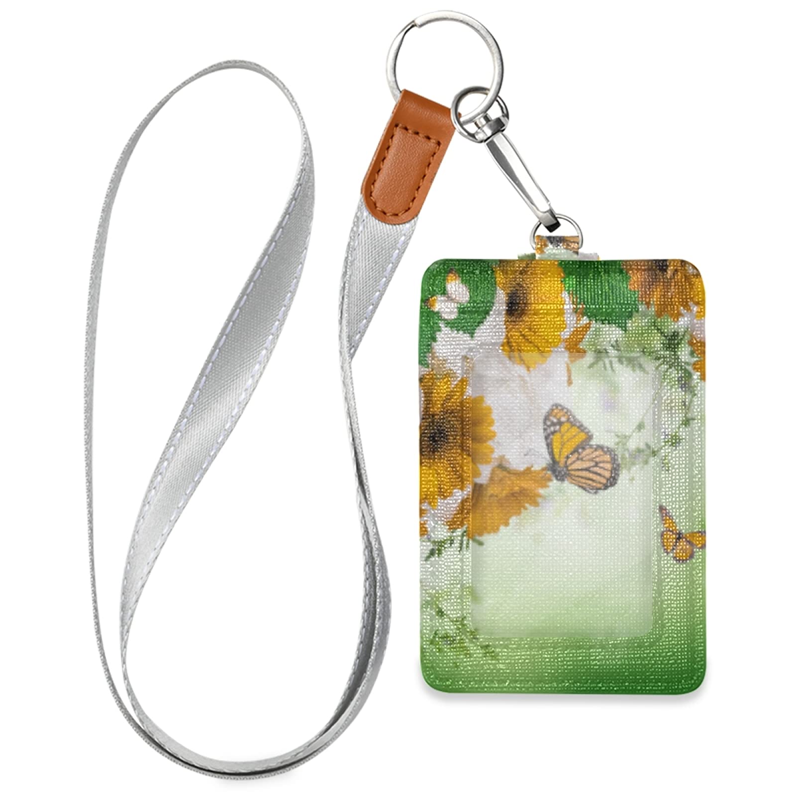 Yellow Daisy Butterfly ID Badge Holder with Lanyard - Office & School Staff Use