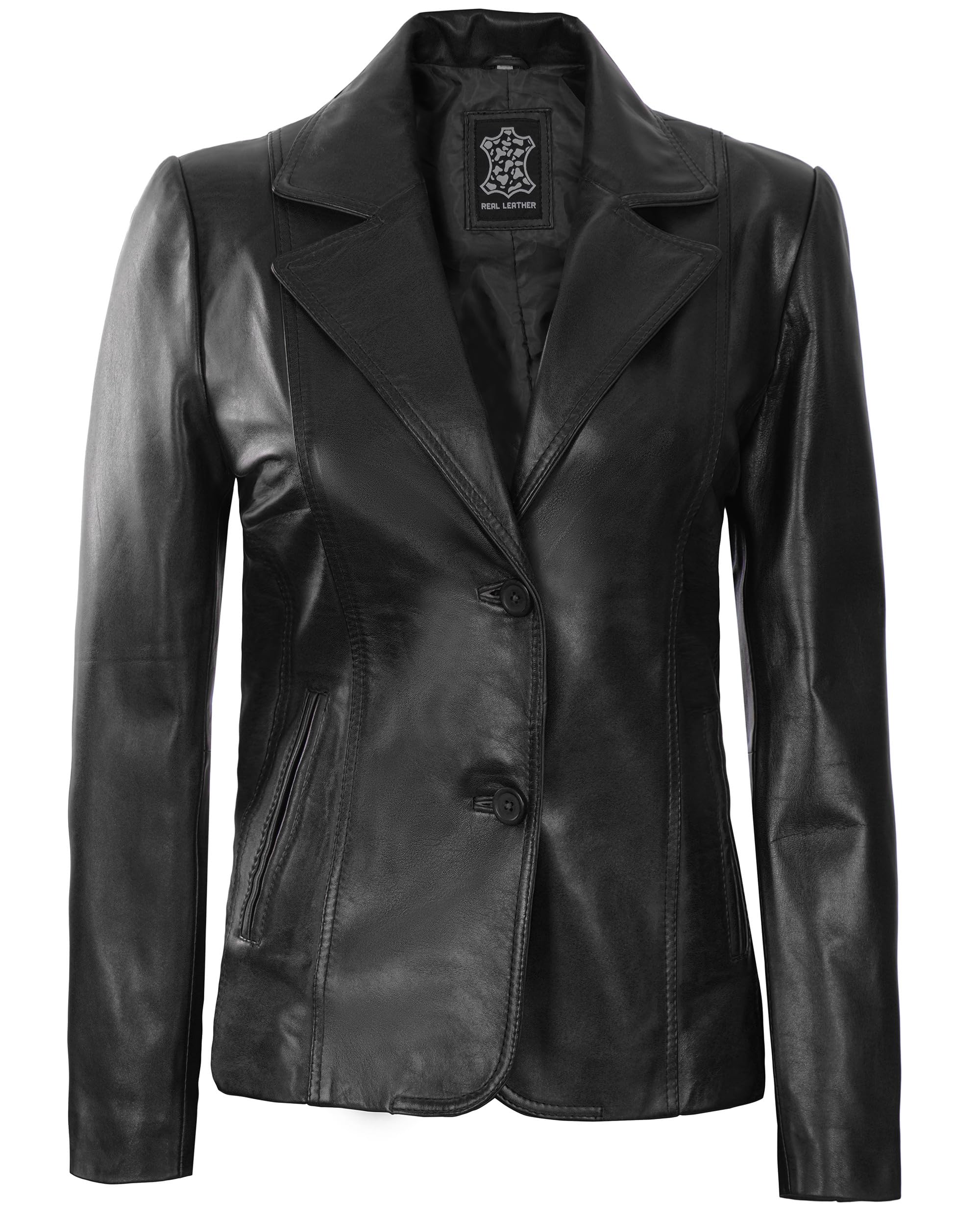 Decrum Women's Leather Blazer Jacket - Stylish Casual Faux Leather Blazer for Women | Office Wear, Date Night Outfit, Business Casual Attire