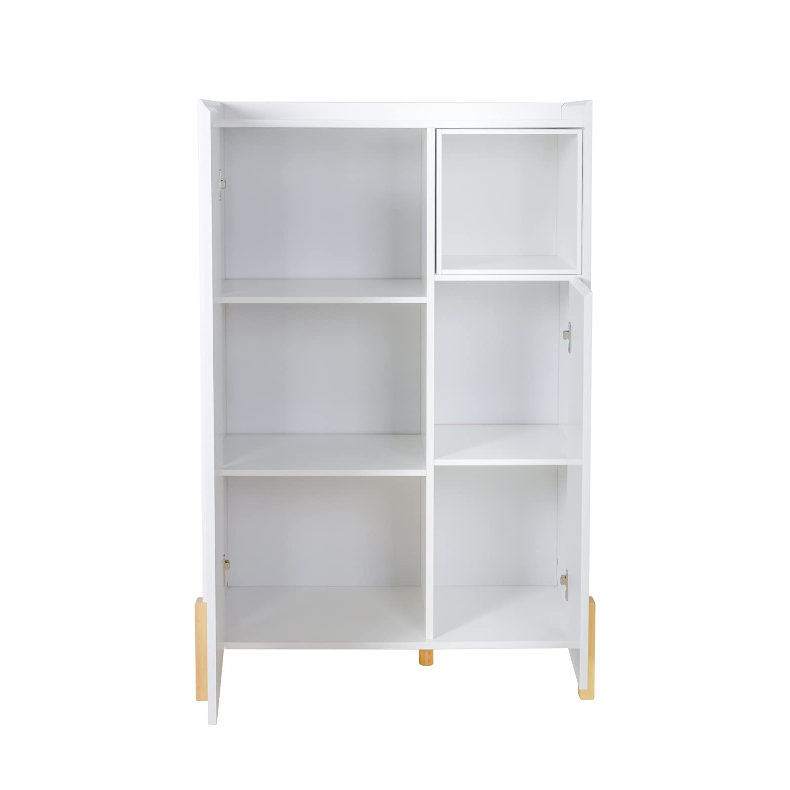 FAMIKITO 2-Door Floor Storage Cabinet with Open Shelf - Large Capacity Free-Standing Organizer for Bedroom, Living Room & Office - White Home Storage Solution