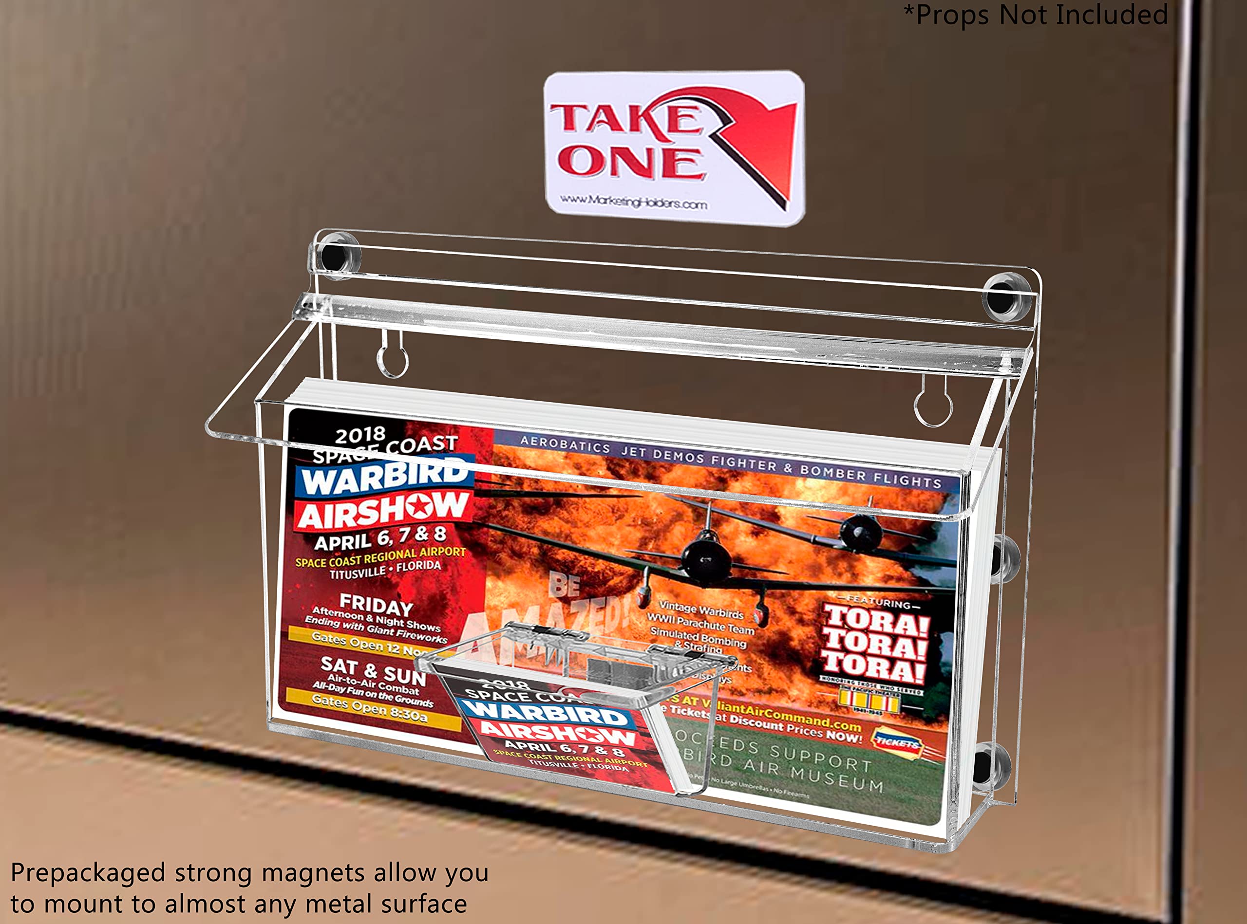 4 Pack Clear Acrylic Outdoor Brochure Holders with Metal Mount & Lid - Holds 11x4