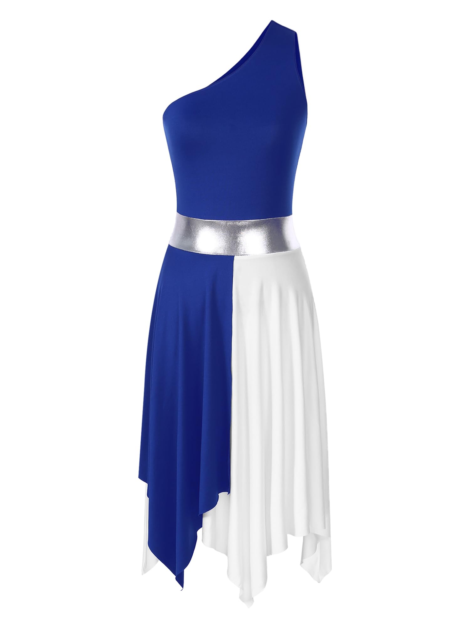JEYPINMI Women's One Shoulder Liturgical Dance Dress - Praise Worship Lyrical Costume for Church Performances & Spiritual Events