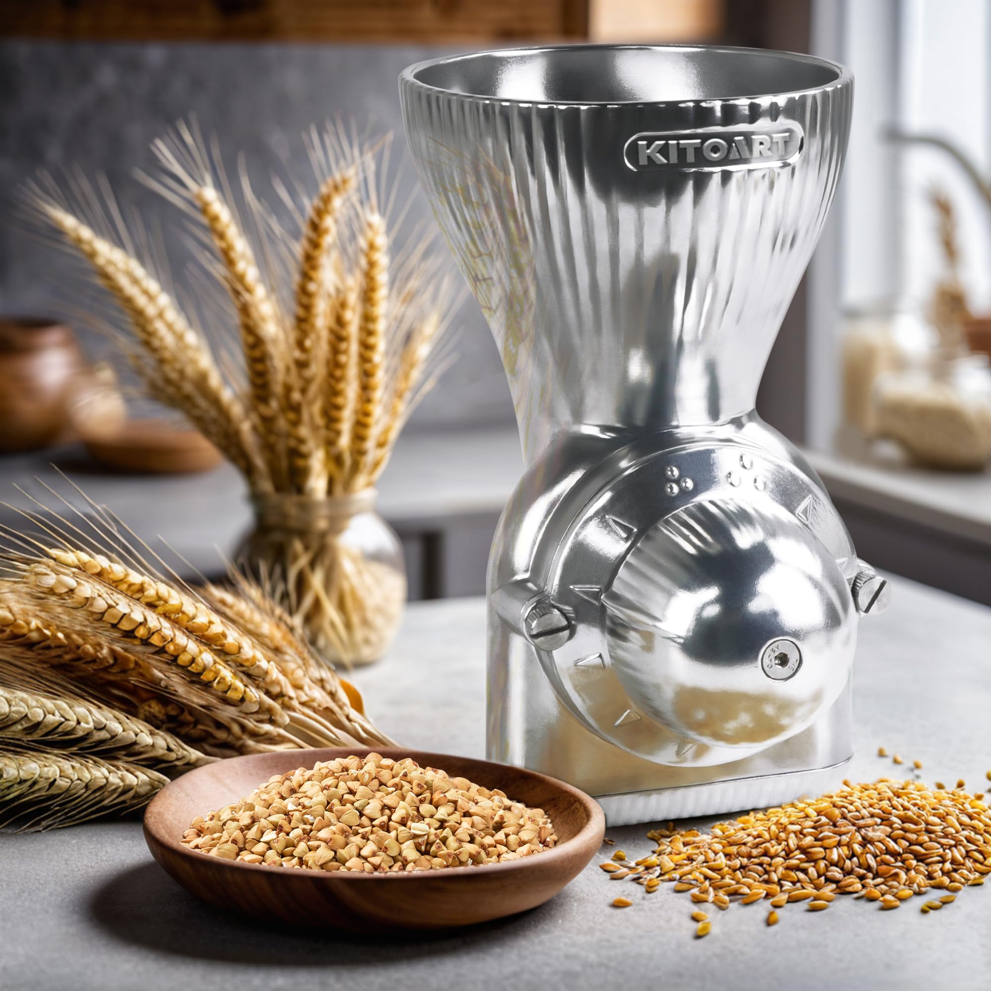 Premium Stainless Steel Grain Mill Attachment for KitchenAid Stand Mixer - 12 Adjustable Grind Levels for Wheat, Corn, Oats & More | Perfect for Baking, Home Milling & Healthy Meal Prep