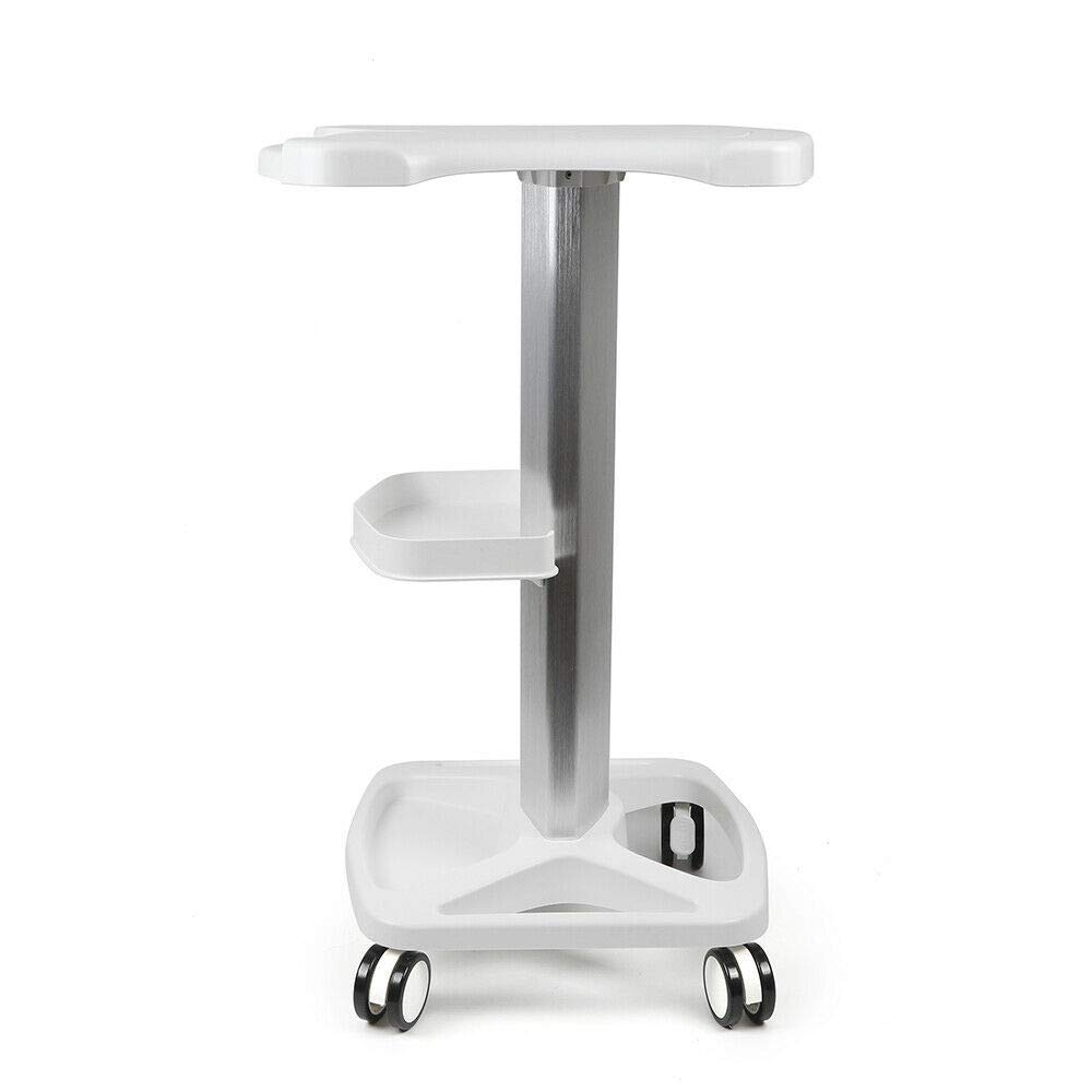 **Professional Aluminum Alloy Salon Trolley Cart for Ultrasonic Cavitation & RF Machines - Mobile Beauty Spa Storage Stand with Rolling Wheels & Hair Instrument Tray - Perfect for Salon, Spa, Tattoo & Home Use (White)**