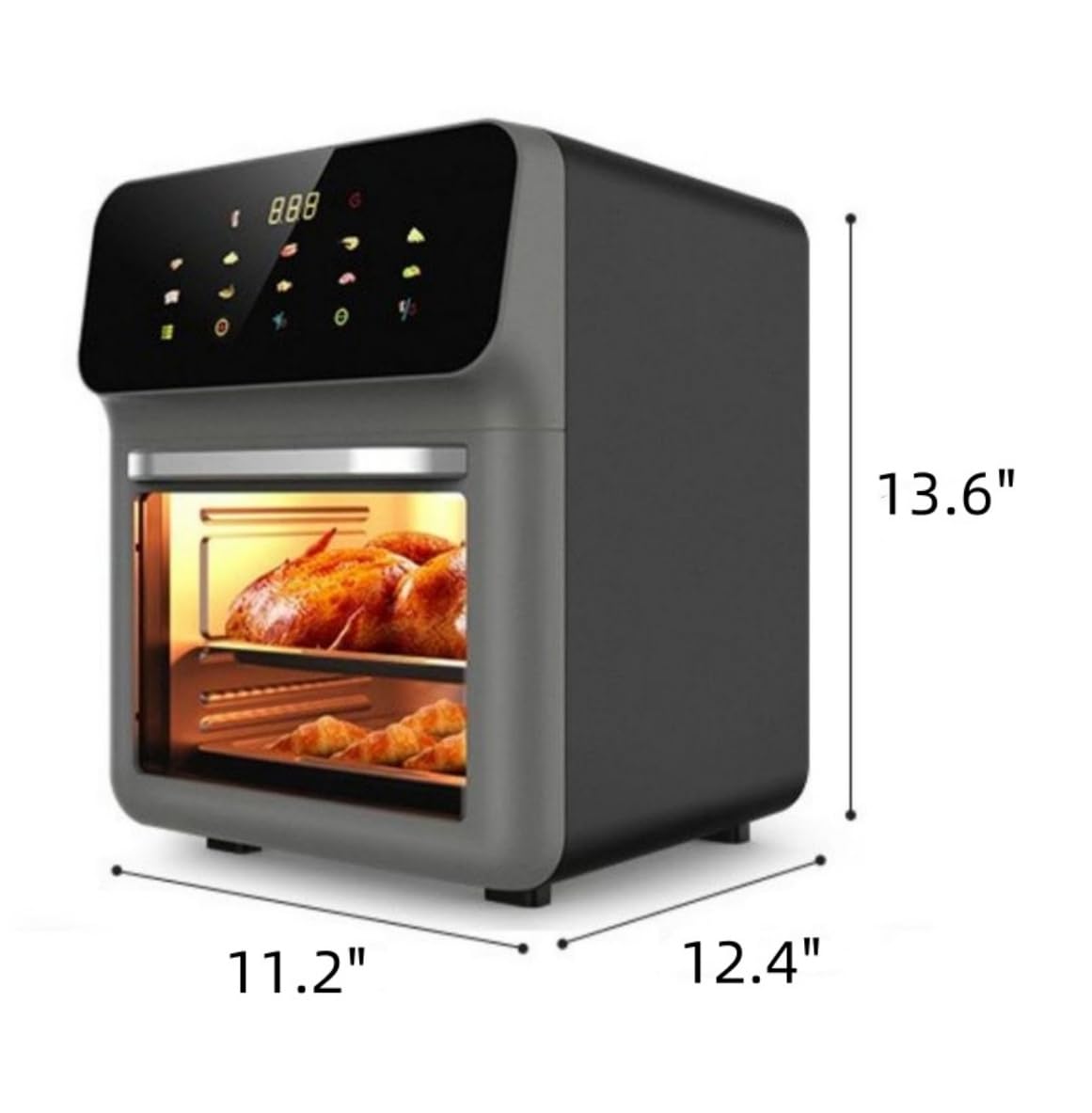 15L Air Fryer Rotisserie Oven with Smart Thermometer - 1350W Powerful Small Family Size Countertop Oven, 2 Rack Positions & Precise 32-392°F Temp Control - Perfect for Roasting Chicken, Baking, and Healthy Frying in Your Kitchen