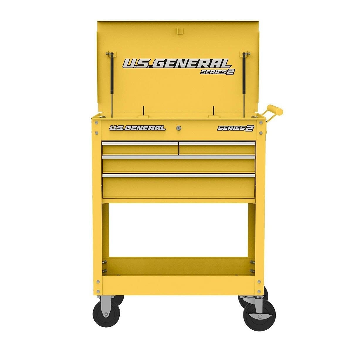 4-Drawer Roller Tool Cabinet with 580 Lb Capacity - Heavy Duty Yellow Glossy Storage Chest for Garage, Workshop & Home Organization