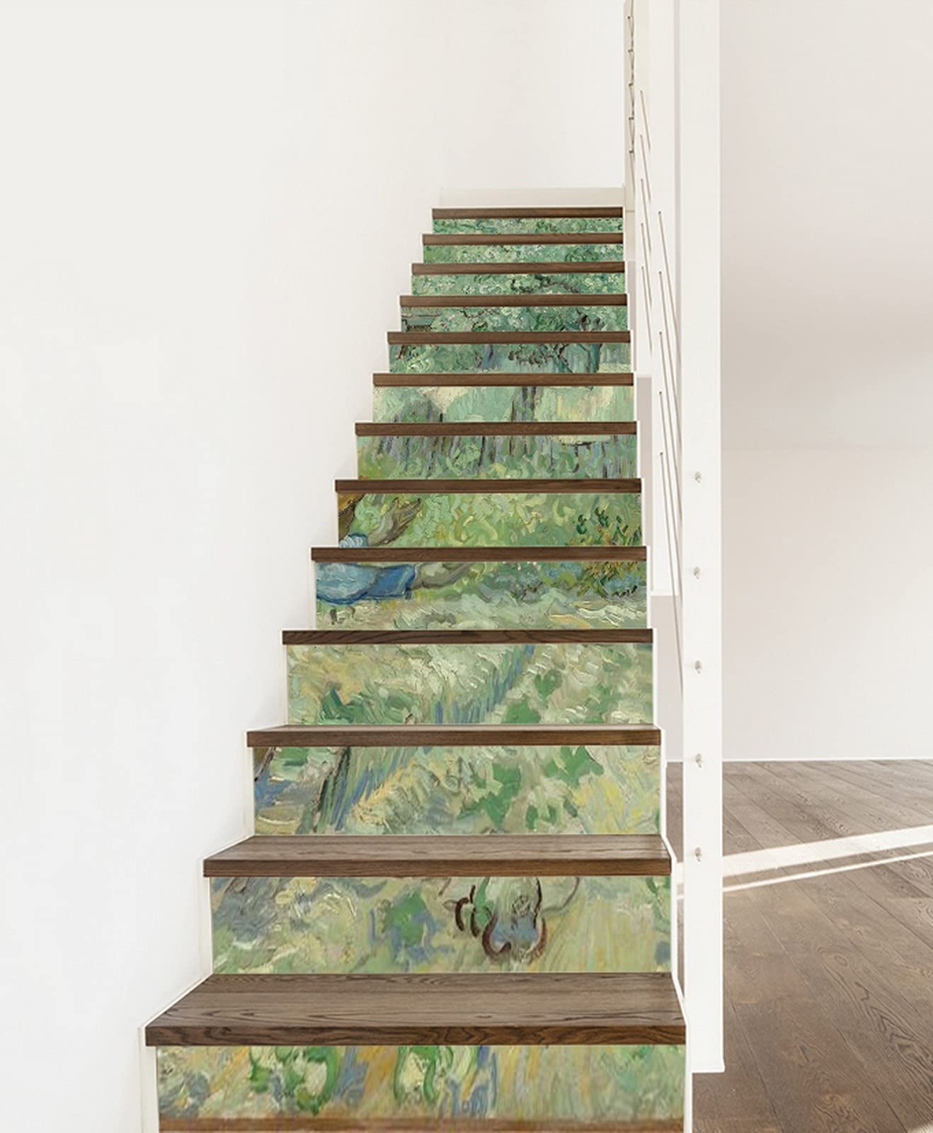 Vincent Van Gogh Oil Painting Inspired 3D Self-Adhesive Stair Stickers - Removable First Steps (After Millet) Wall Decals - 13-Piece Set for Stair Risers, Kitchen Tiles & Wall Murals - Perfect for Home Decor, Nursery, and Artistic Interior Design