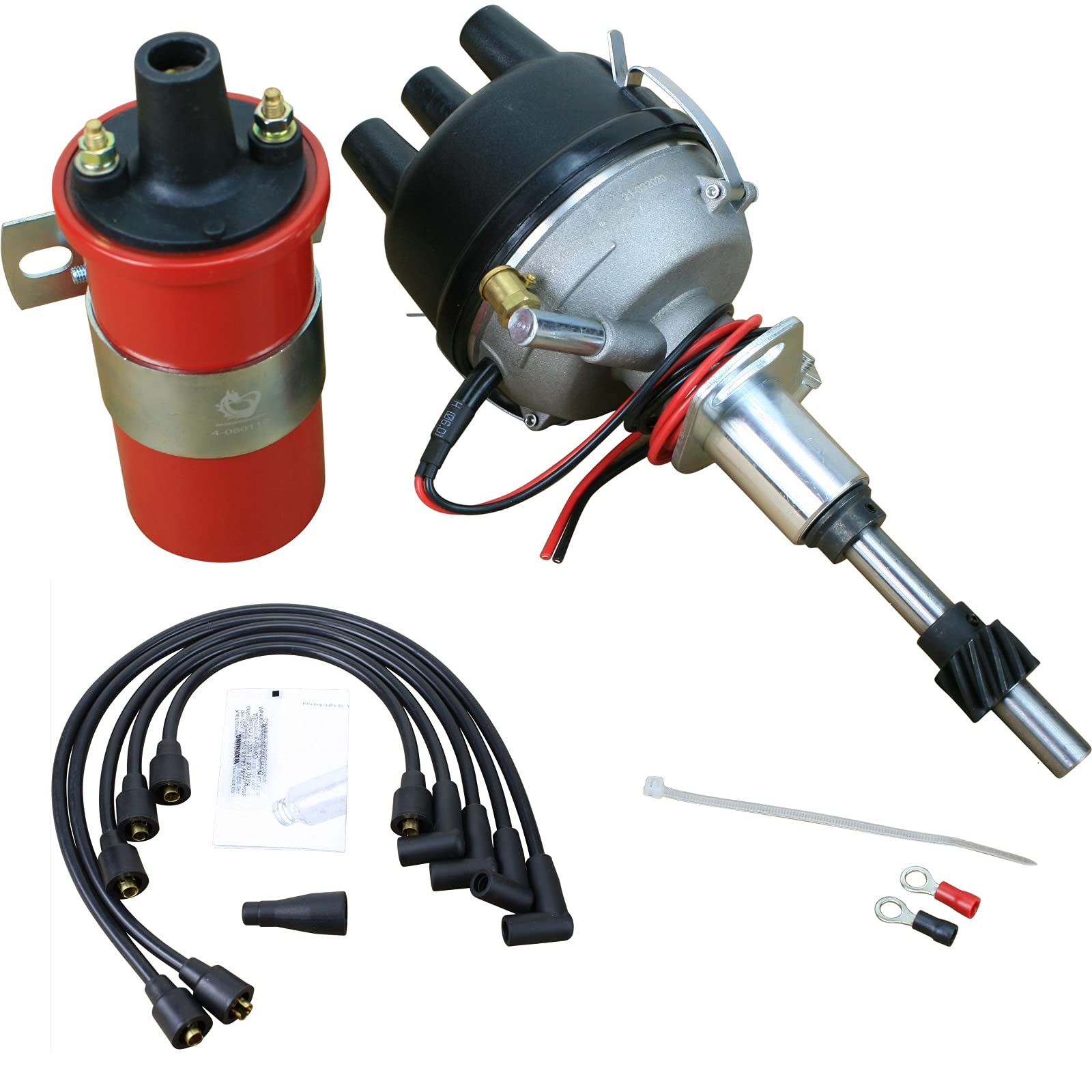 AIP Electronics 12V Power Pack with Electronic Ignition Distributor & Spark Plug Wires - Compatible with Ford Tractors 2N 8N 9N (Side Mount Distributor) - OEM Fit Kit-1247 - Perfect for Tractor Restoration & Engine Performance Upgrade