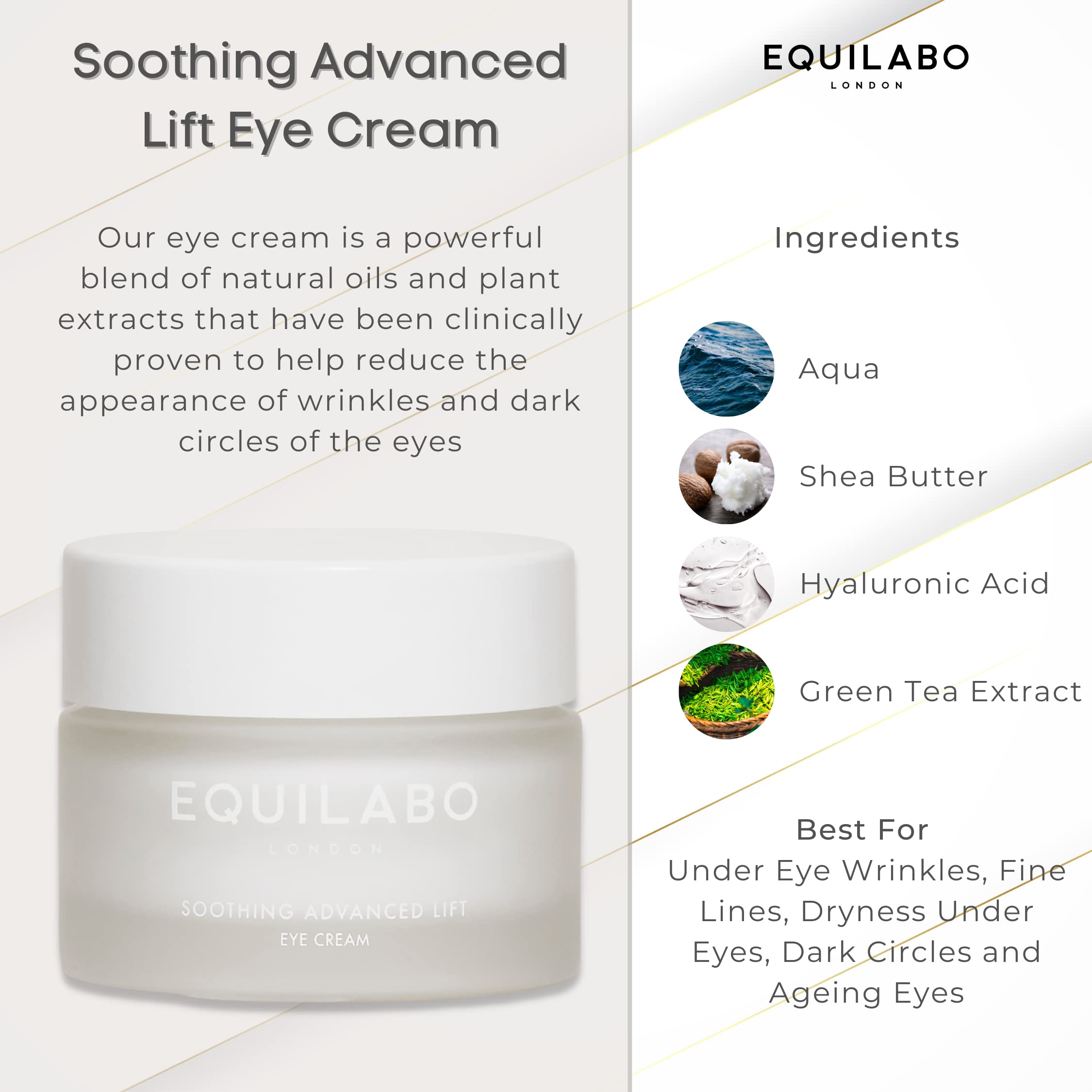 Equilabo London Anti-Aging Eye Cream - Firming & Hydrating Treatment for Dark Circles, Wrinkles & Puffiness - Vegan, Dermatologist-Tested Day & Night Eye Cream (15ml) - Perfect for Morning & Evening Skincare Routine