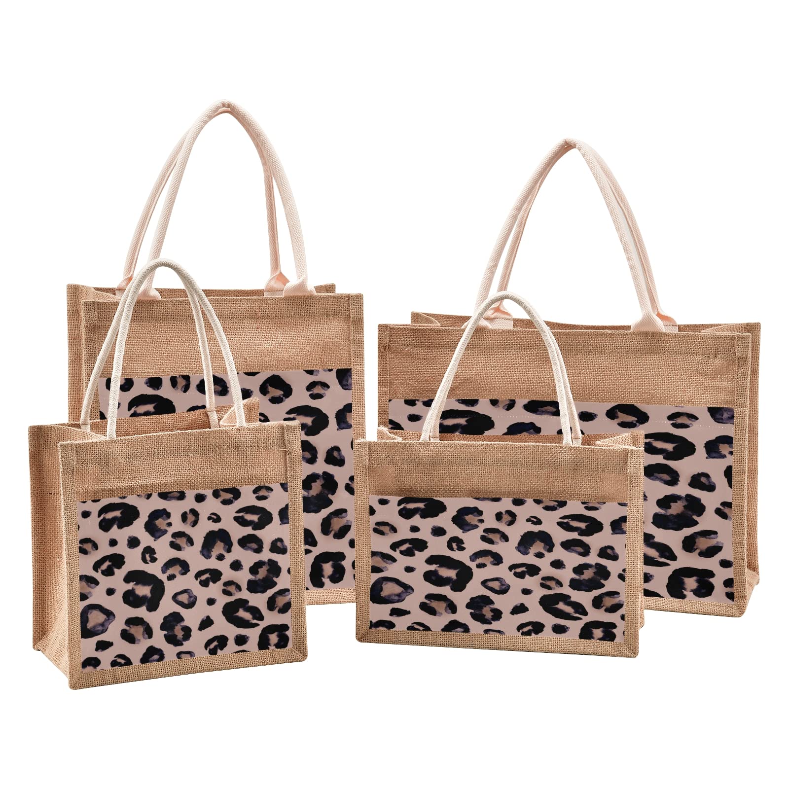 ALAZA Leopard Print Cheetah Jute Tote Bag for Women - Eco-Friendly Grocery Shopping Bag with Sturdy Handles - 14.2 x 12.6 x 7.1 Inches - Perfect for Beach, Travel, Picnic & Daily Use