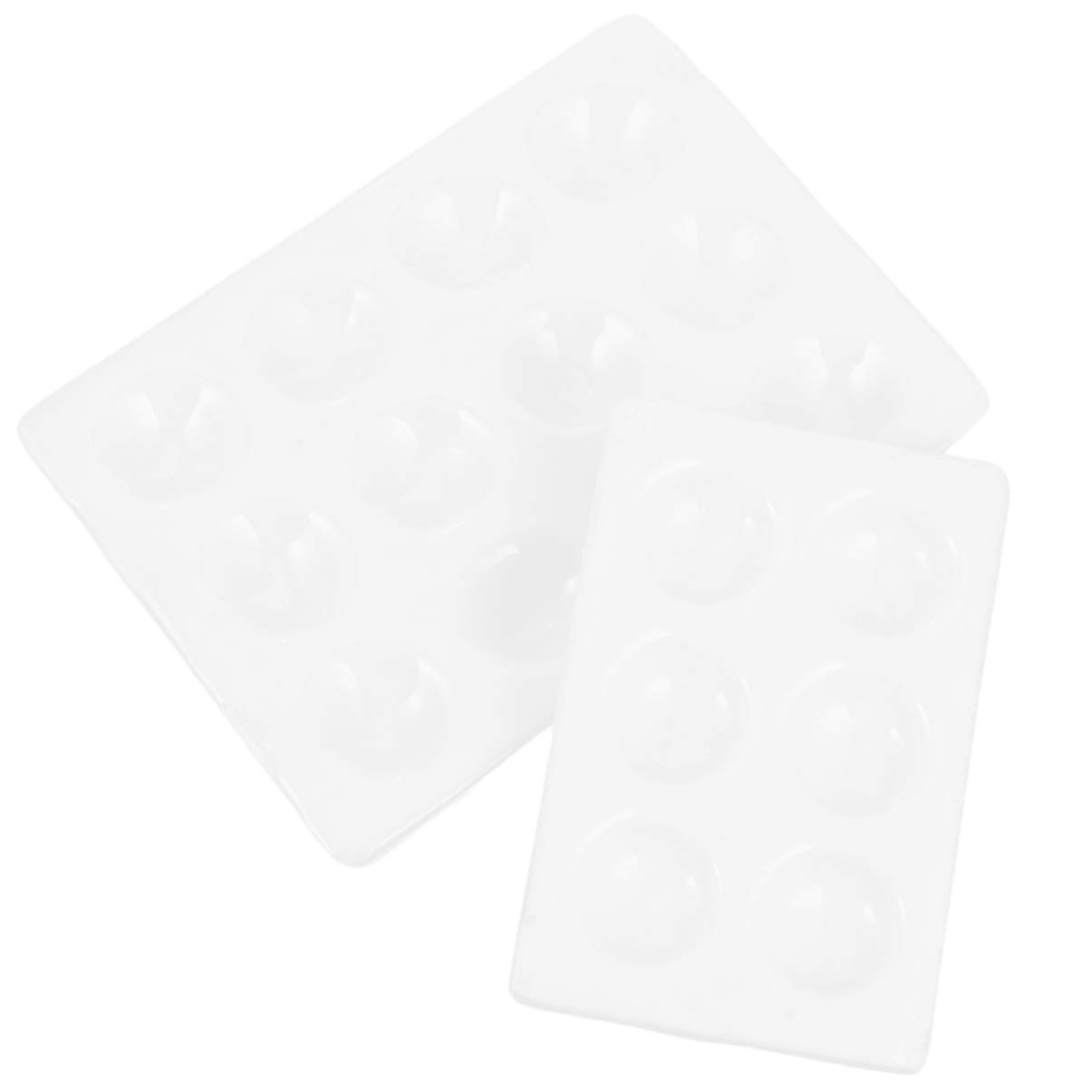 4-Piece White Ceramic Watercolor Palette Set - Artist Paint Mixing Tray, Drill Tray & Spot Plate for Watercolor Painting, Lab Experiments & DIY Crafts