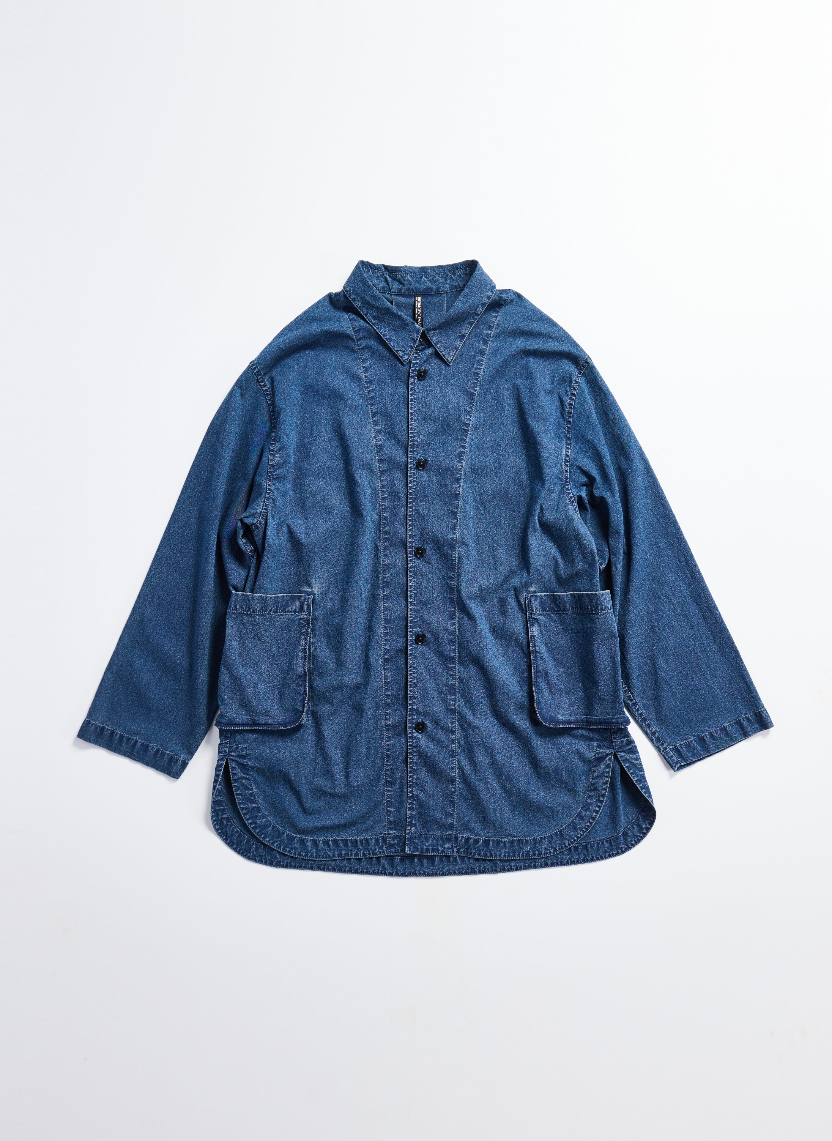 Indigo Dye Cotton Nylon Enzyme Bleach Washed Jacket - Vintage Style Denim Coat for Men & Women | Perfect for Casual Outfits, Streetwear Fashion and Outdoor Activities