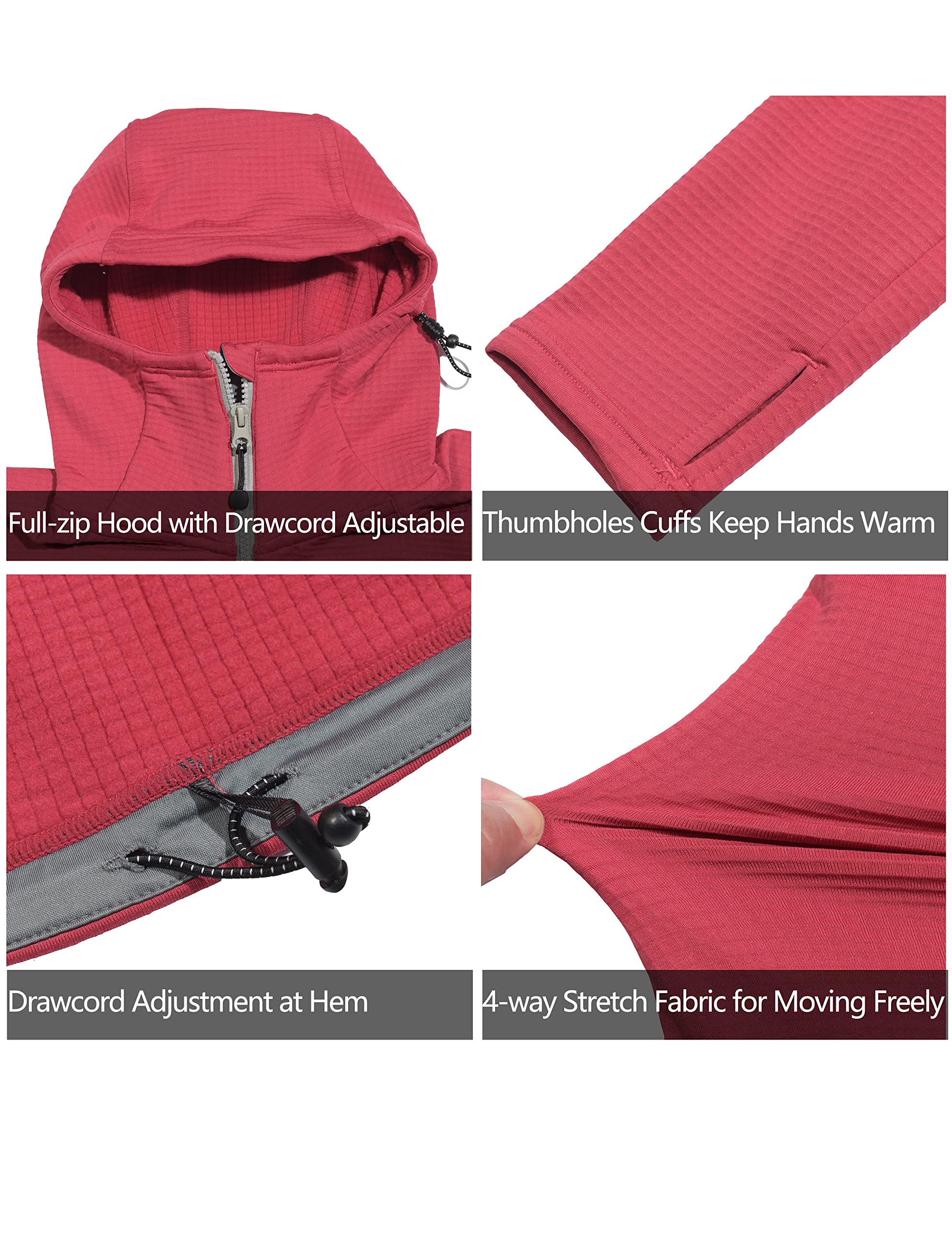 Little Donkey Andy Women's Lightweight Fleece Running Jacket - Warm Winter Thermal Hiking Coat with Breathable Fabric & Thumbholes for Outdoor Activities, Jogging, and Cold Weather Adventures