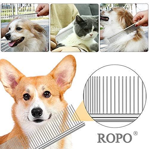 Premium Pet Dematting Comb for Dogs & Cats - Steel Detangling Tool with Rounded Teeth & Non-Slip Handle - Remove Mats & Knots for Long/Short Hair - 6.5IN & 7.4IN Options - Perfect for Grooming at Home or Professional Pet Salons