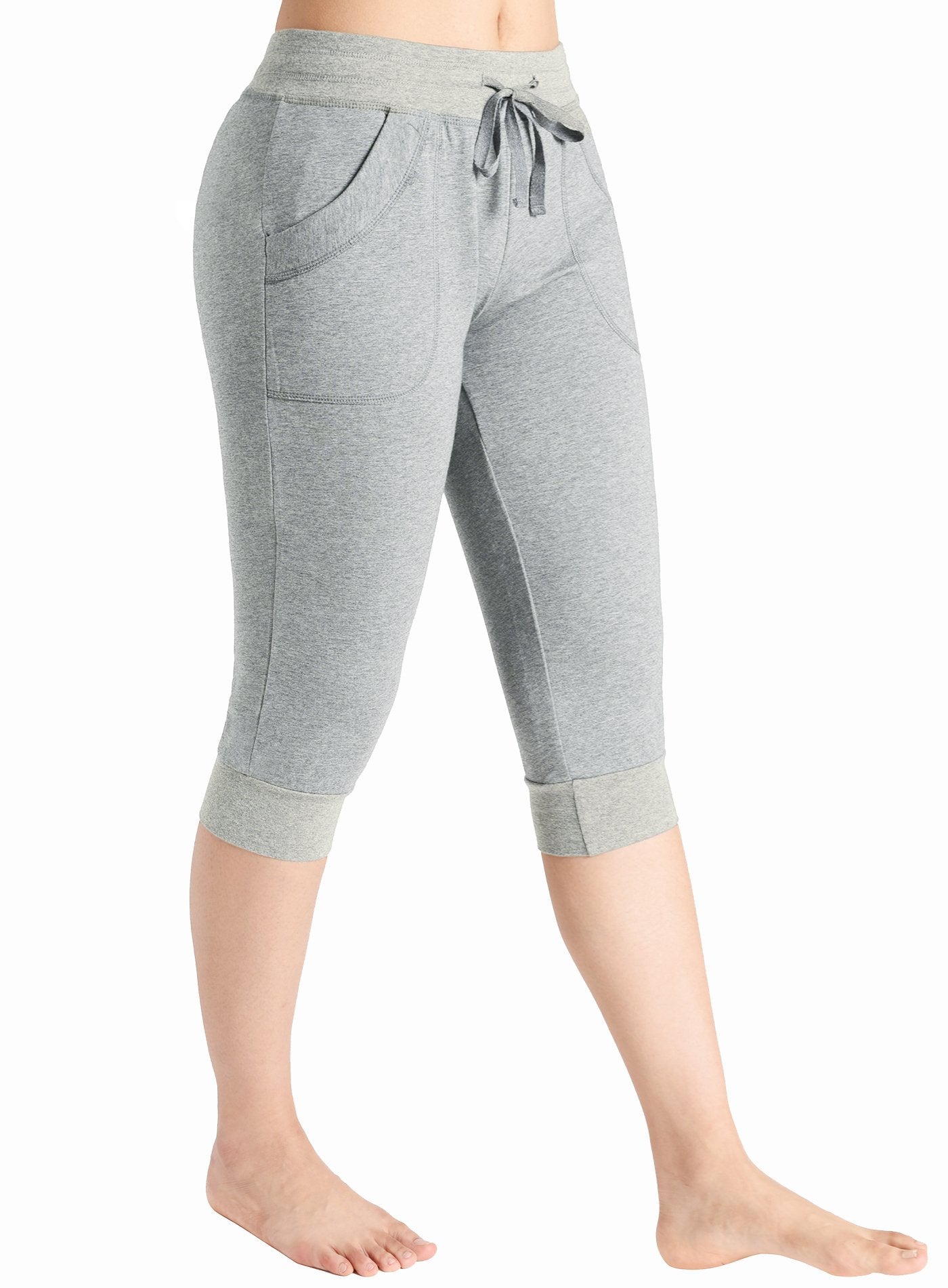 Women's Cotton Sweatpants with Pockets - Soft Jersey Capri Pants for Yoga, Lounge & Casual Wear - Comfortable Elastic Waist Joggers for Women