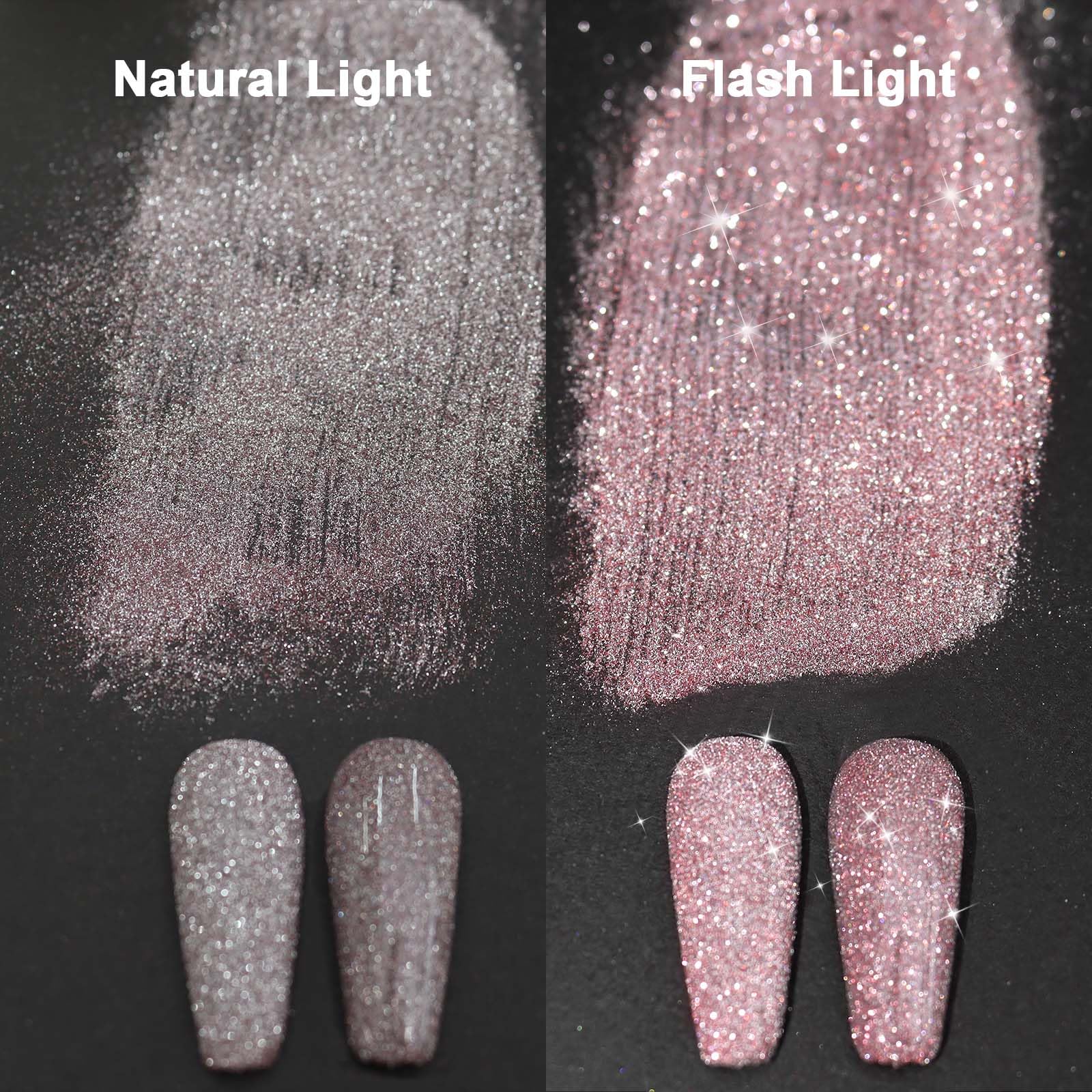 1.5g/0.05oz Holographic Diamond Nail Glitter Powder - Rose Pink Reflective Rhinestones & Pixie Crystals for Nail Art, Manicure Decorations | Perfect for Salon, DIY Home Nail Designs & Party Glam Looks
