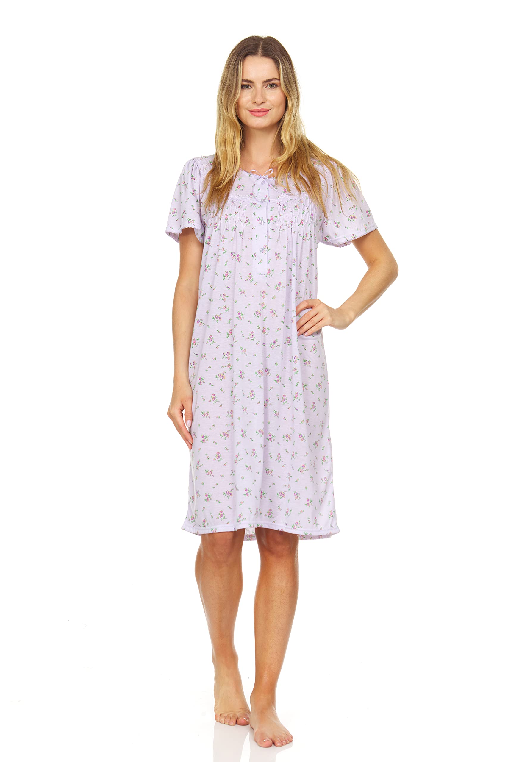 Lati Fashion Women's Short Sleeve Nightgowns & Sleepshirts - Soft Cotton Sleepwear for Women, Comfortable Night Dress for Lounge, Home, and Vacation (Style 00136)