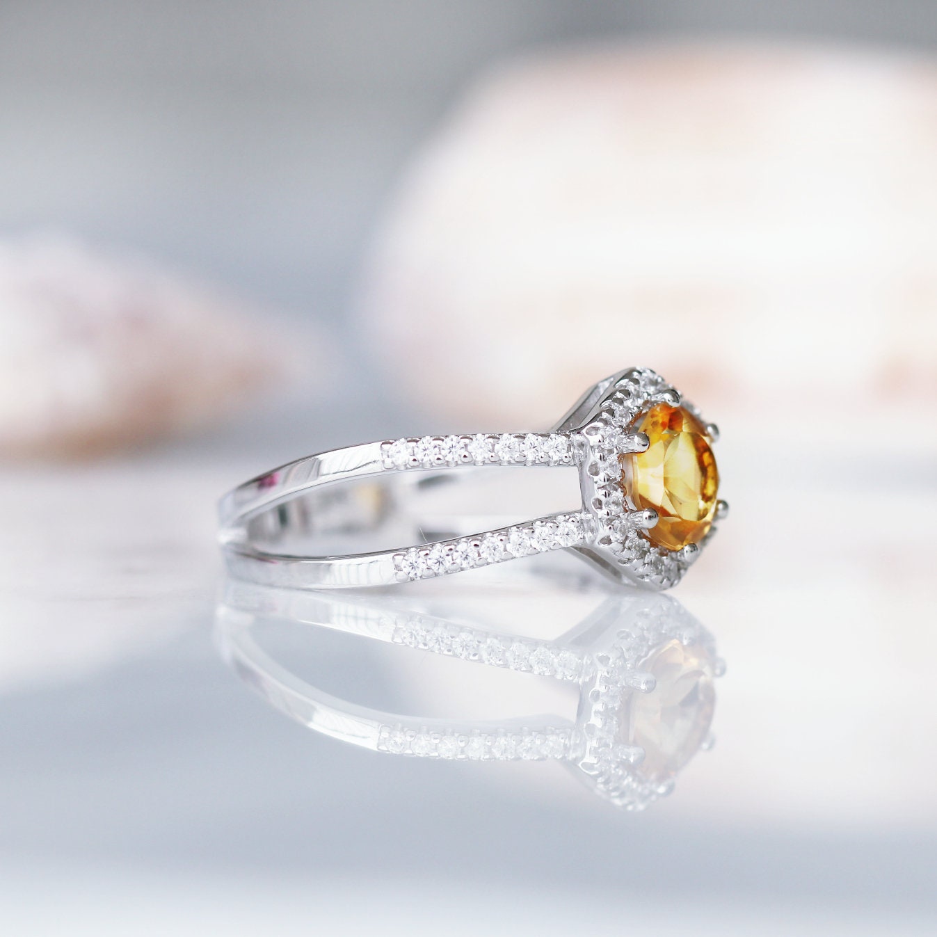 Lyla Citrine Ring - Sterling Silver Jewelry for Women, Elegant Gemstone Ring for Everyday Wear & Special Occasions