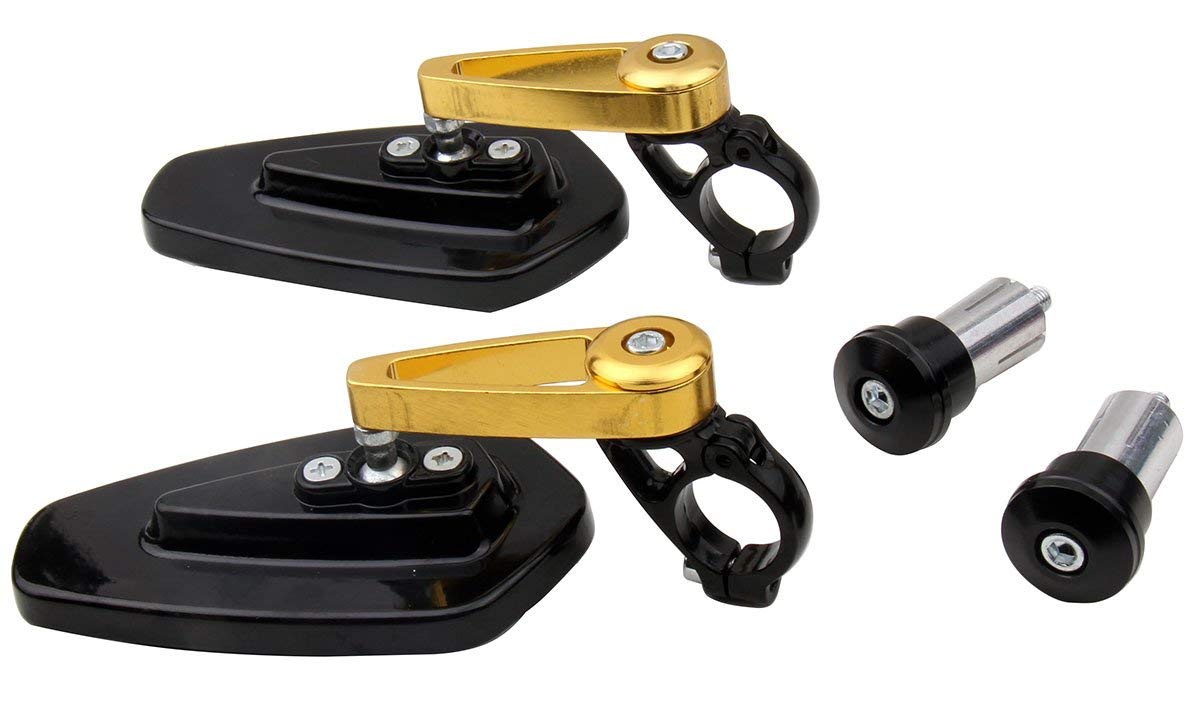 Black Arrow Bar End Mirrors with Golden Stem - Compatible for 2005 Honda Shadow VLX 600 VT600C - Motorcycle Safety Accessories for Cruiser Bikes - Perfect for Highway Riding and Urban Commuting