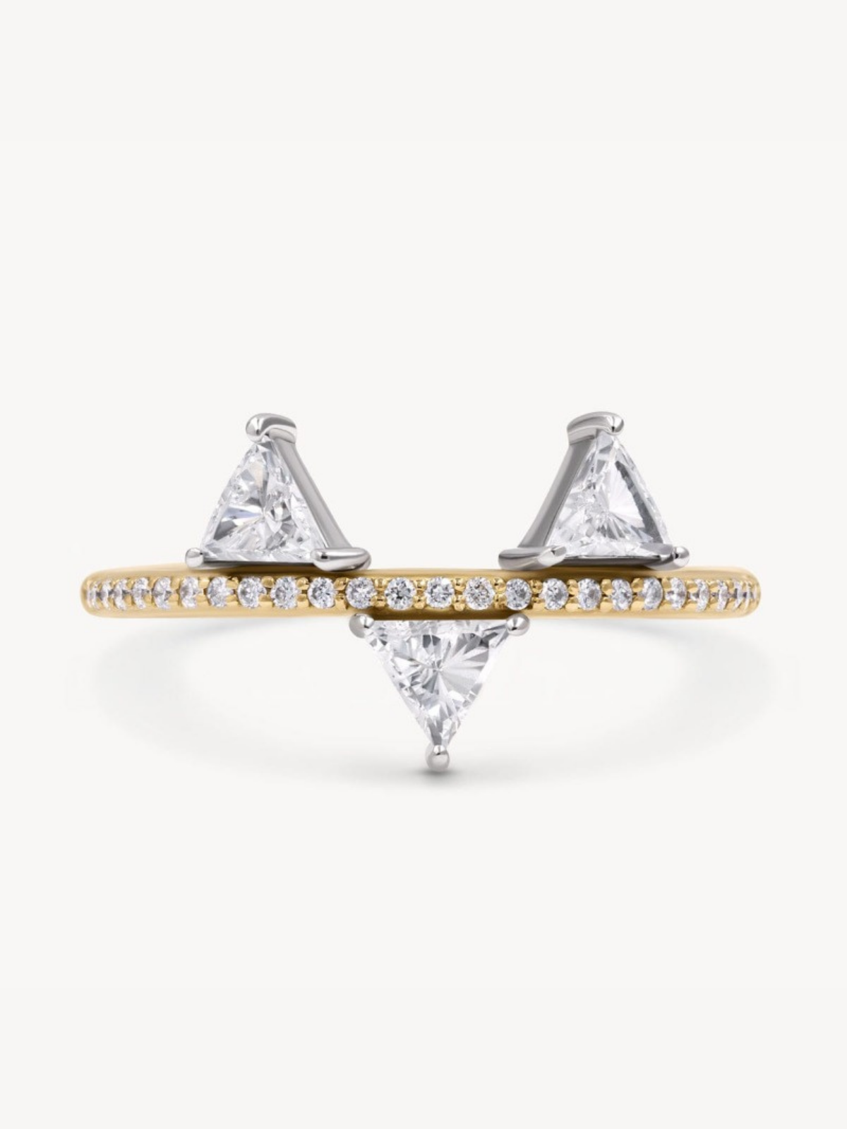 Tri Trillion Diamond Ring - Elegant 14K Gold Wedding Band for Women, Perfect for Engagement, Anniversary & Special Occasions