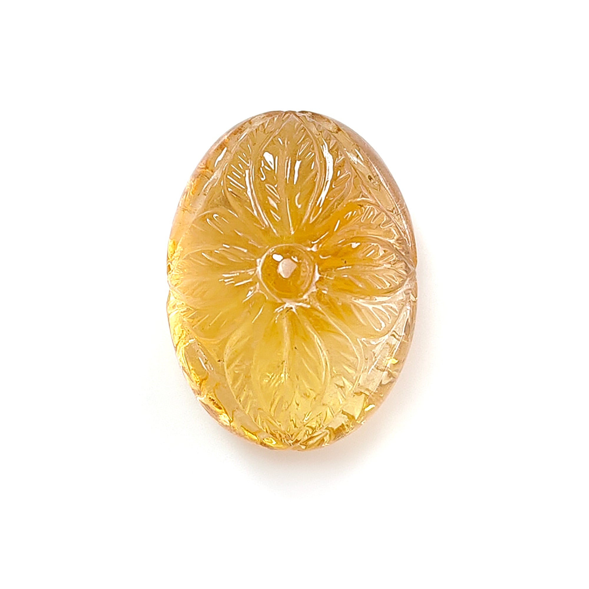 Natural Untreated Yellow Citrine Gemstone - Hand Carved Oval Shape 1pc for Jewelry Making | Healing Crystal, Birthstone Gift, Meditation Stone, Energy Stone Collection