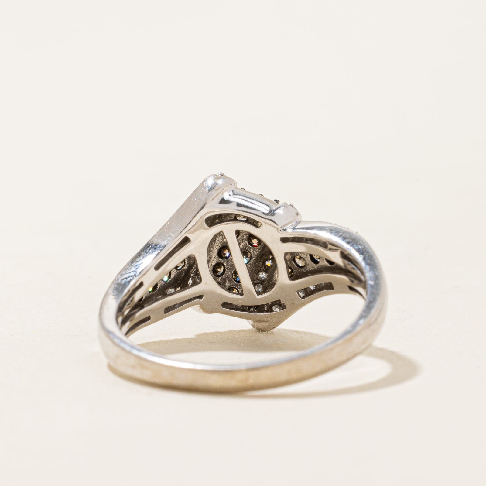 0.50ctw Diamond Bypass Ring Size 7 | 14K White Gold Wedding Band | Elegant Bridal Jewelry for Engagement, Anniversary & Special Occasions