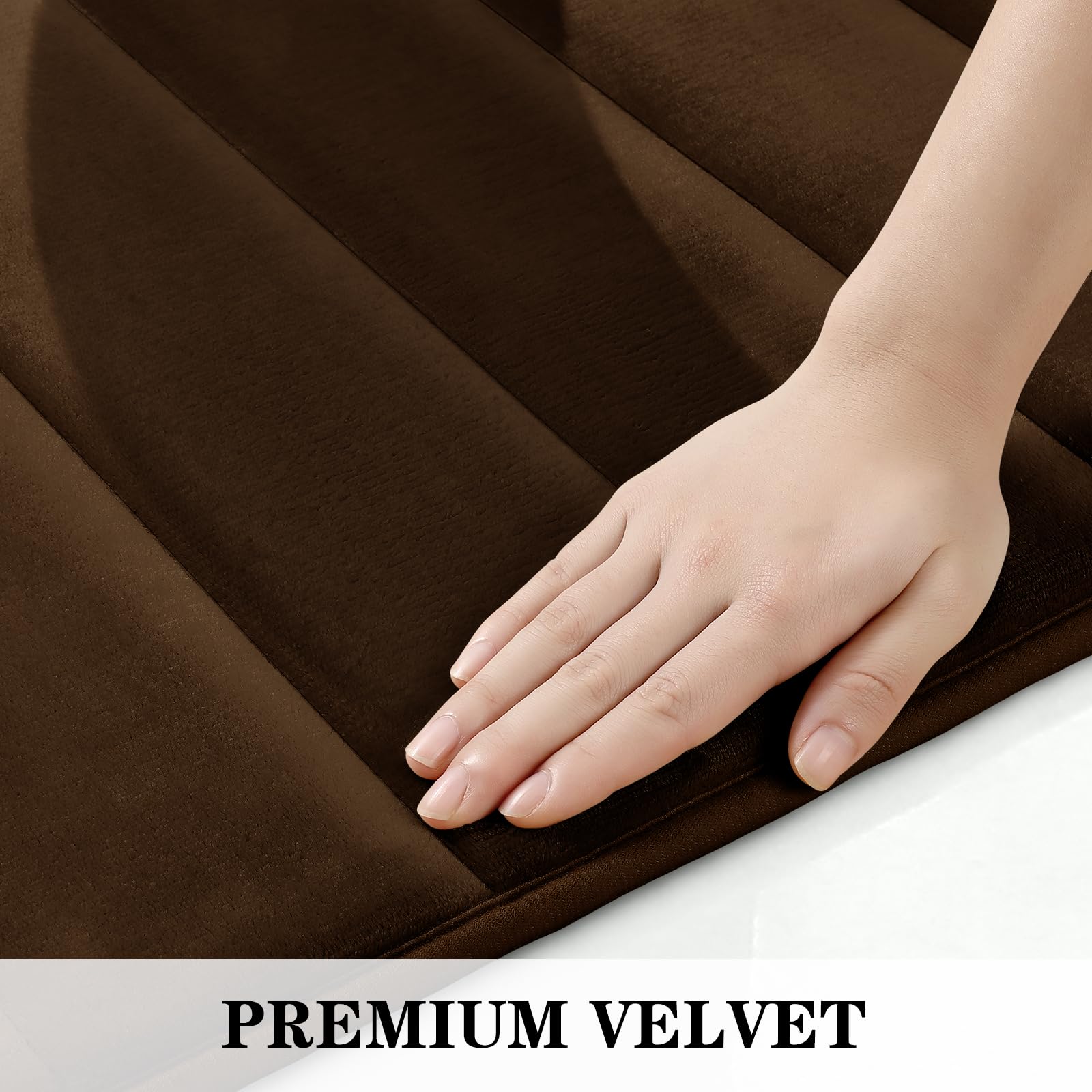 BYSURE 3-Piece Brown Memory Foam Bathroom Rug Set - Non-Slip, Ultra Soft & Absorbent Bath Mats for Bathroom Floor - Machine Washable & Dryable - Perfect for Bathrooms, Showers & Toilet Areas