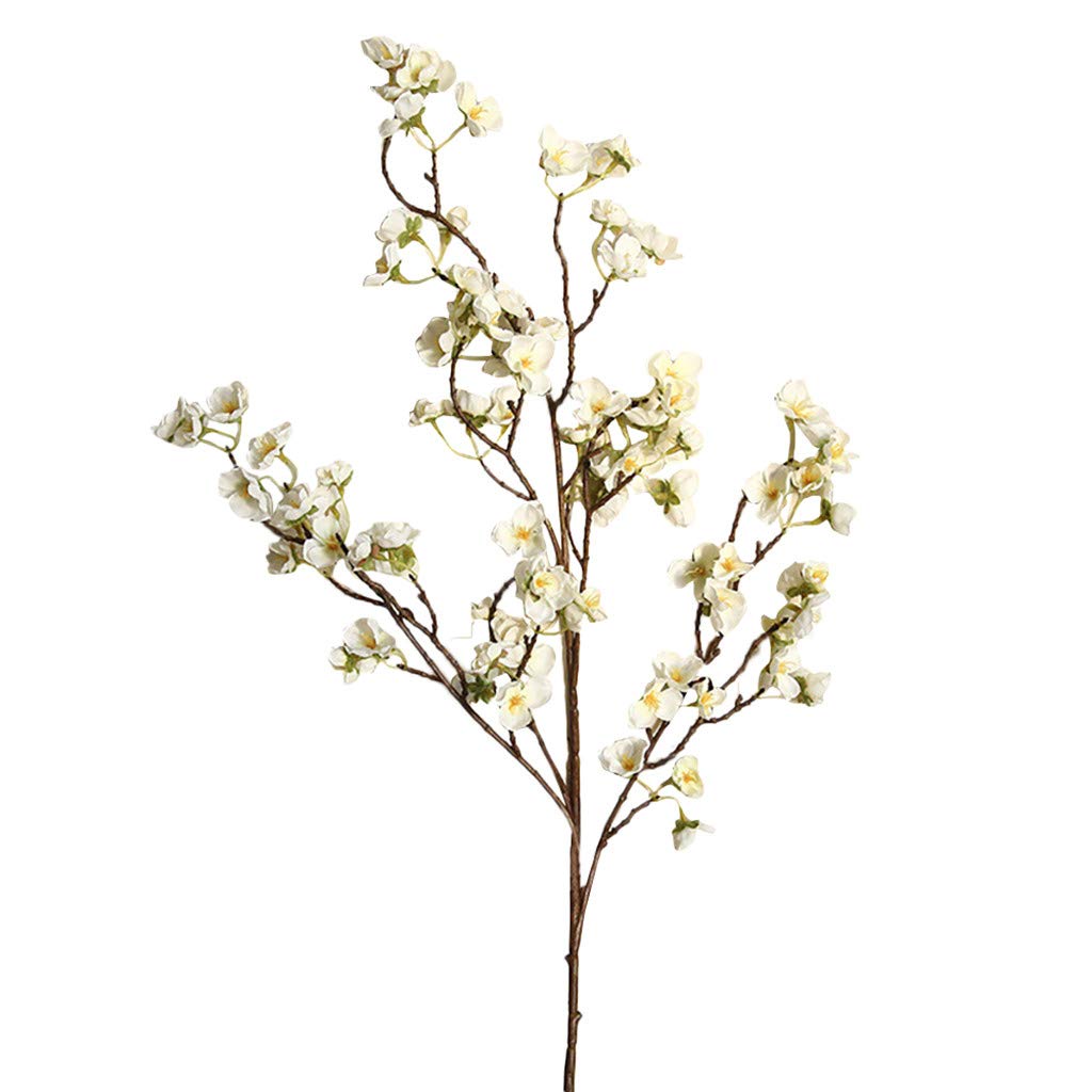 Artificial Silk Peach Blossom Garland - Fake Floral Wedding Decor, Cherry Blossom Party & Home Decoration (White Flowers) - Perfect for Weddings, Baby Showers & Spring Home Decor
