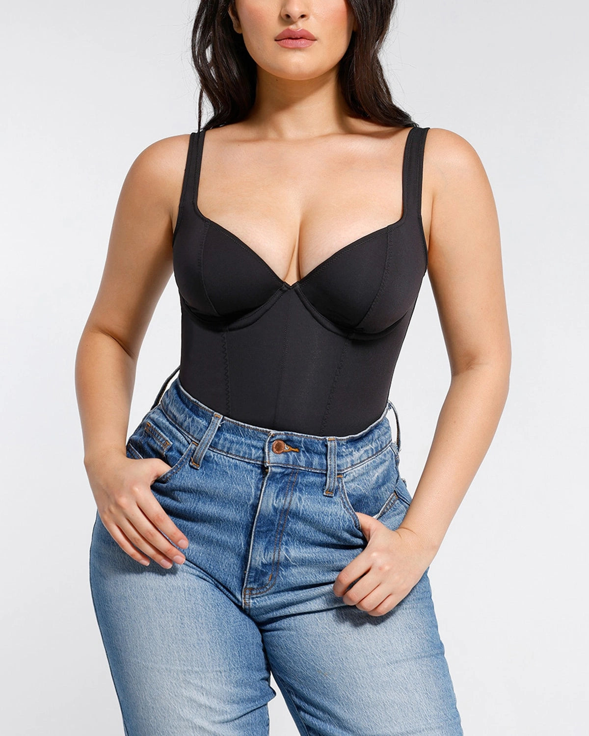 AirSlim® Chic Scoop Neck Thong Bodysuit for Women - Sexy Lingerie Bodysuit with Comfortable Fit - Perfect for Date Night, Boudoir & Everyday Wear