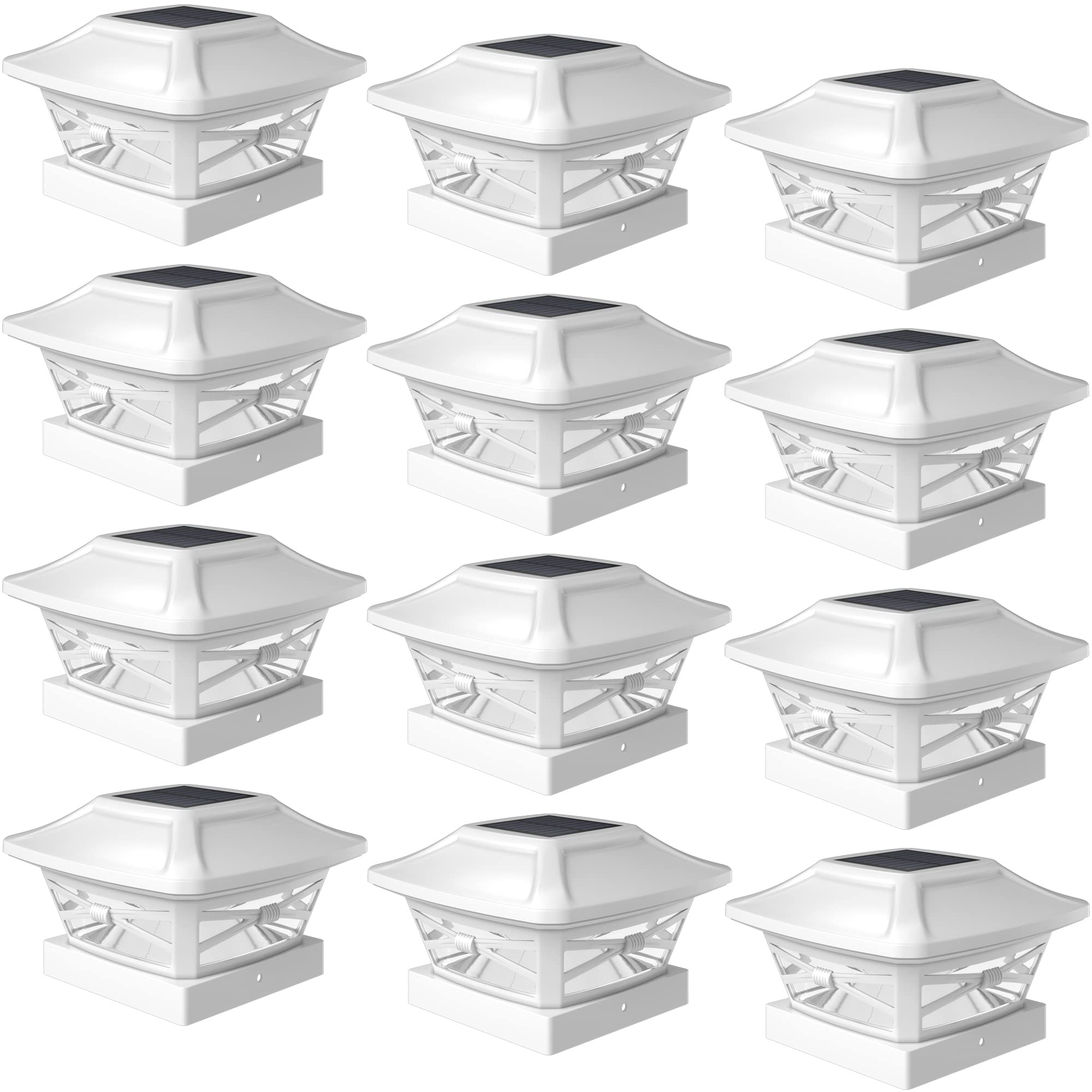 DaVinci Lighting Renaissance Solar Outdoor Post Cap Lights - 12 Pack, Pearl White - Bright LED Solar Lights for 4x4, 5x5 & 6x6 Wood Posts - Perfect for Garden, Patio, Fence & Driveway Lighting