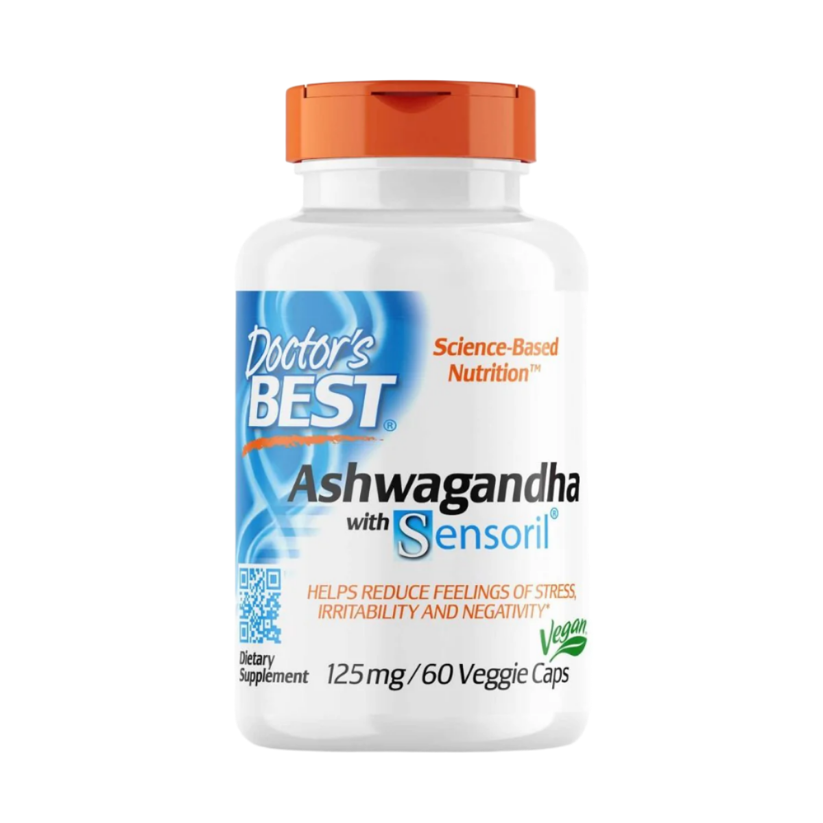 Doctor's Best Ashwagandha with Sensoril 125mg - 60 Vegetarian Capsules for Stress Relief & Immune Support - Perfect for Daily Wellness & Anxiety Management