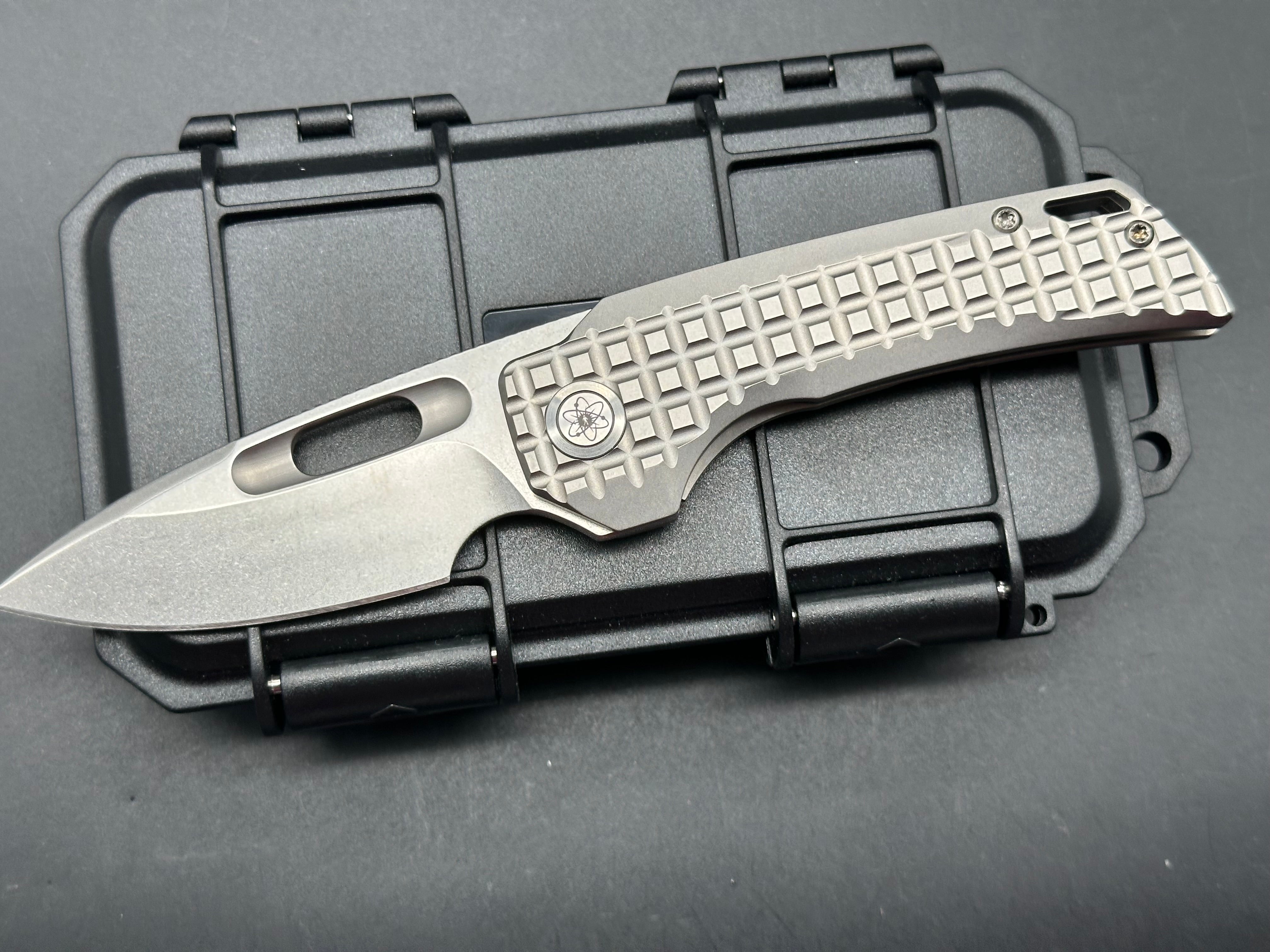 EMP EDC Nymble Folding Knife - Elmax Stonewash Blade & Titanium Frag Handle - Compact Everyday Carry Pocket Knife for Outdoor, Camping, and Tactical Use