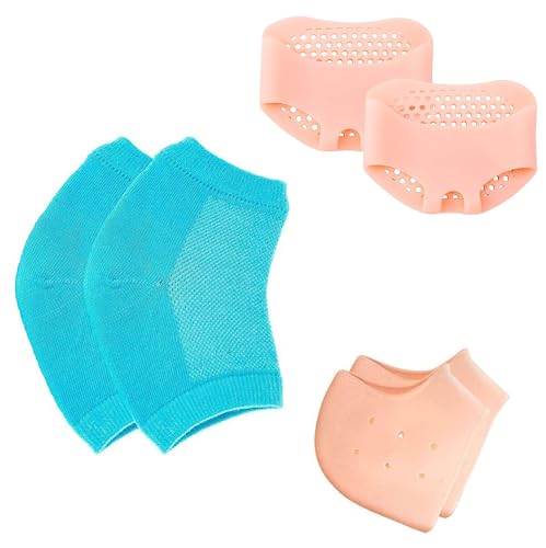 HEALTHYNESS Silicone Gel Heel Socks & Toe Pads (3-Pack) - Foot Pain Relief for Swelling, Cushion Support & Ankle Protection - Unisex One Size Fits All - Perfect for Running, Hiking & Daily Comfort