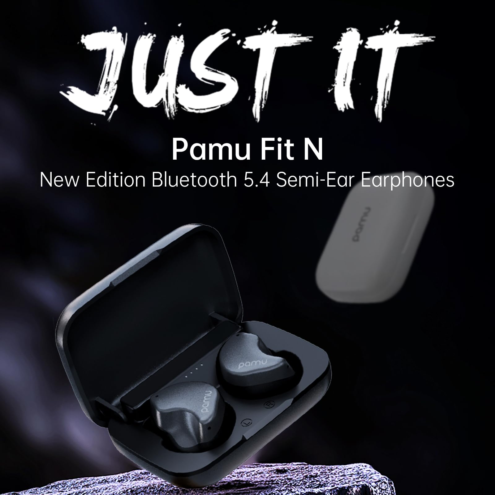 PAMU T28P Wireless Earbuds Bluetooth 5.3 with Active Noise Cancelling & AI ENC, 24H Playtime, IPX5 Waterproof, Super Bass Stereo Earphones for Running, Workout, Travel & Commuting - Black