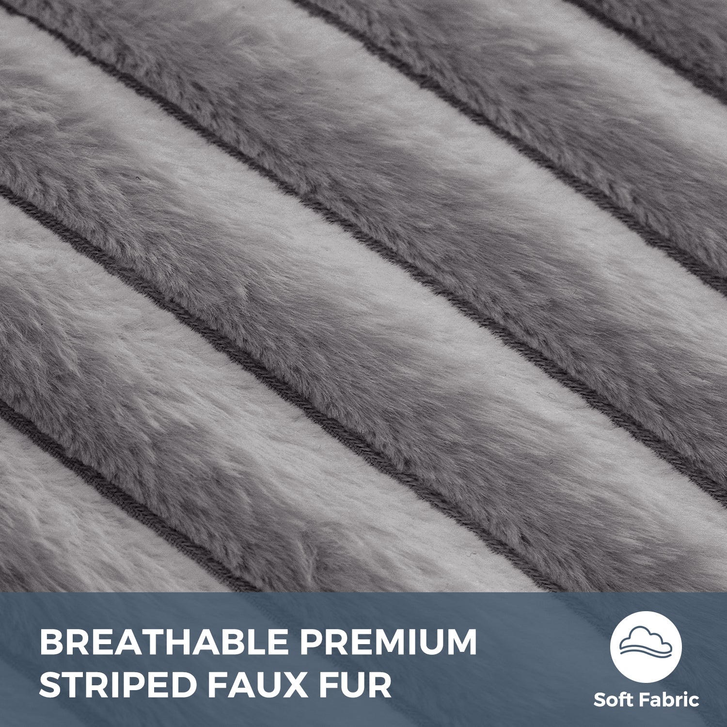 MAXYOYO Giant Bean Bag Chair Bed - Extra Large Striped Faux Fur Beanbag for Adults & Teens, Grey - Perfect for Living Room, Bedroom, Game Room & Dorm Relaxation