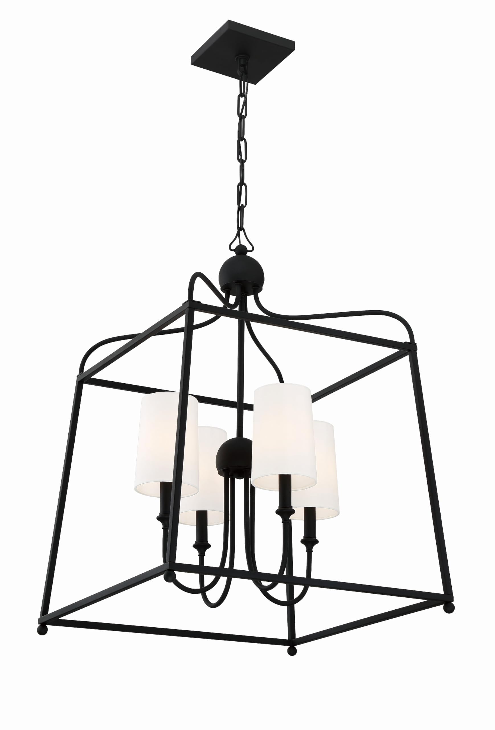 Crystorama Libby Langdon Sylvan 4-Light Black Forged Iron Chandelier - Elegant Dining Room Lighting for Modern Farmhouse & Industrial Decor