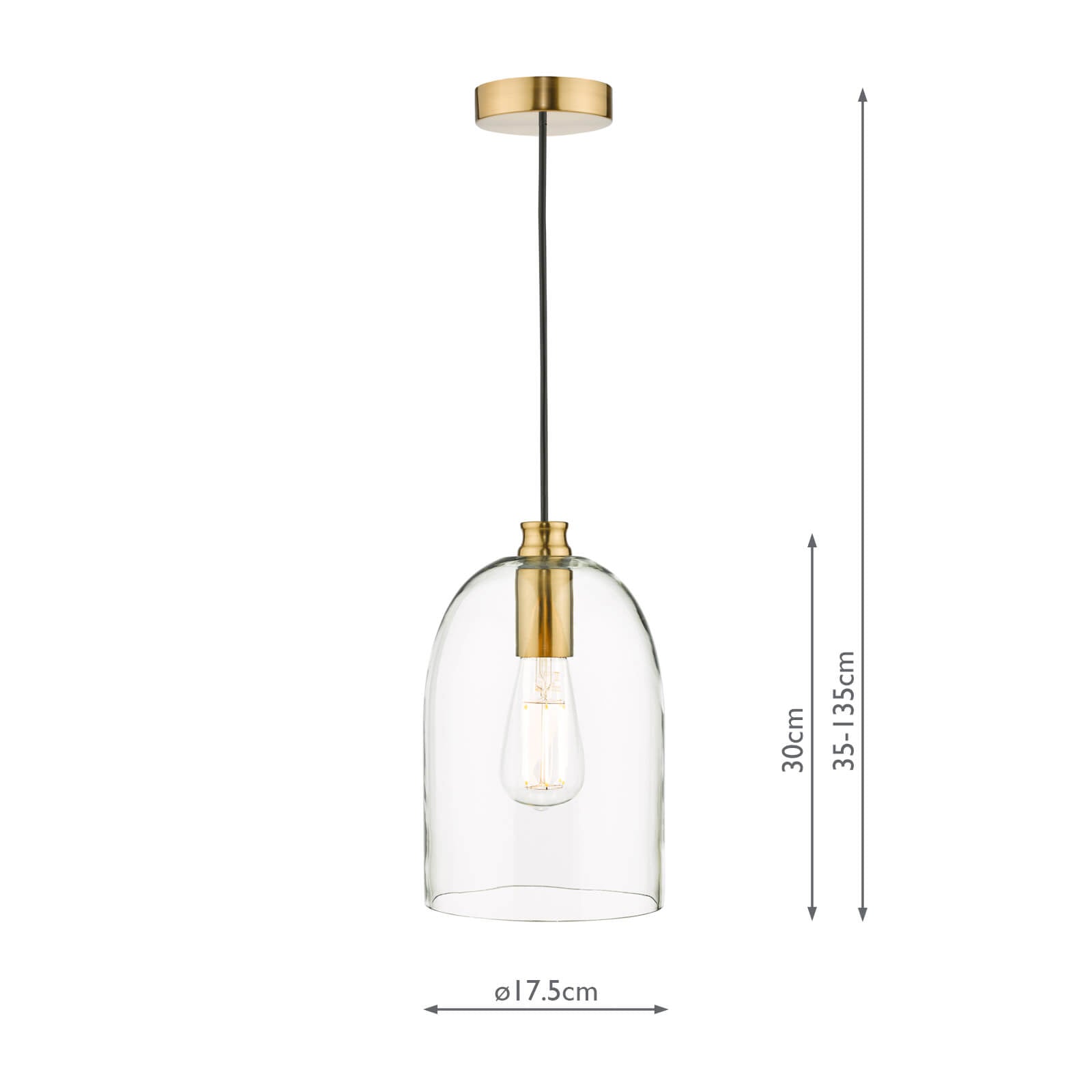 Archie Pendant Light Fixture - Satin Bronze Finish & Glass Shade - Perfect for Dining Room, Bedroom, or Entryway Lighting