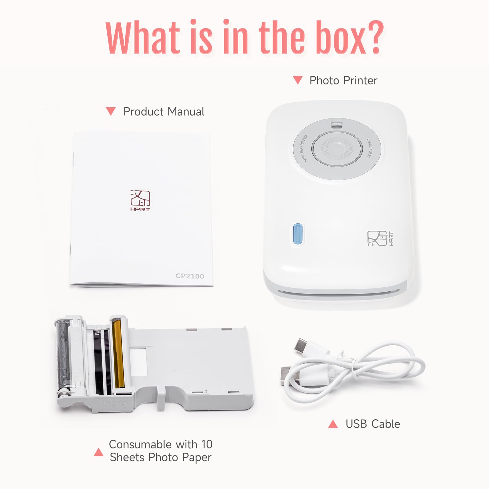 HPRT Wireless Bluetooth Photo Printer for iPhone & Smartphone - 2x3