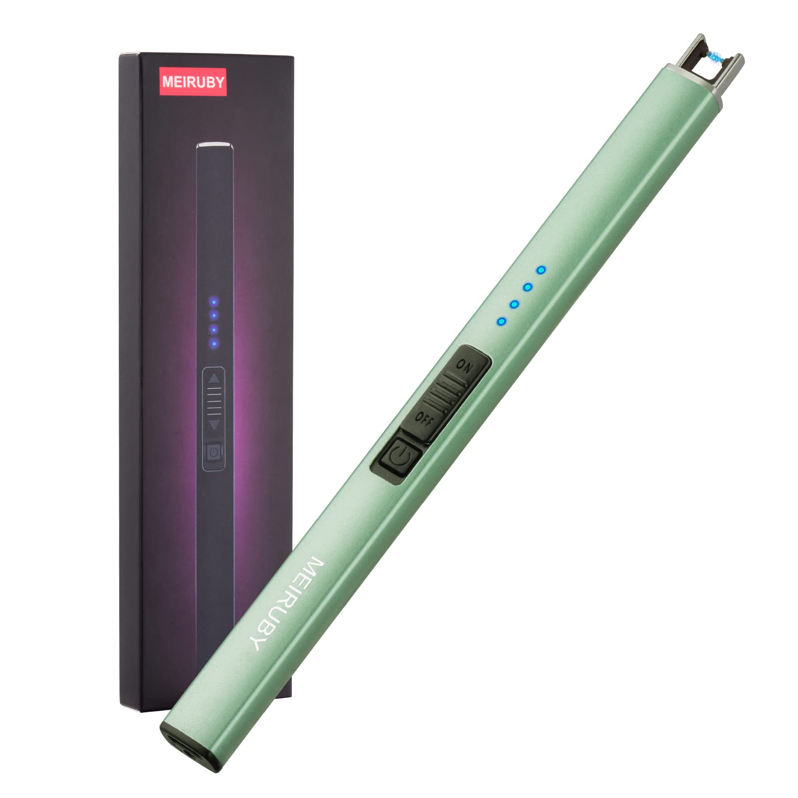 Rechargeable USB Electric Candle Lighter - Windproof Arc Flameless Lighter for Candles, Camping, BBQ & Gifts (Green) | Perfect for Birthday, Mother's Day, Women's Day & Outdoor Activities