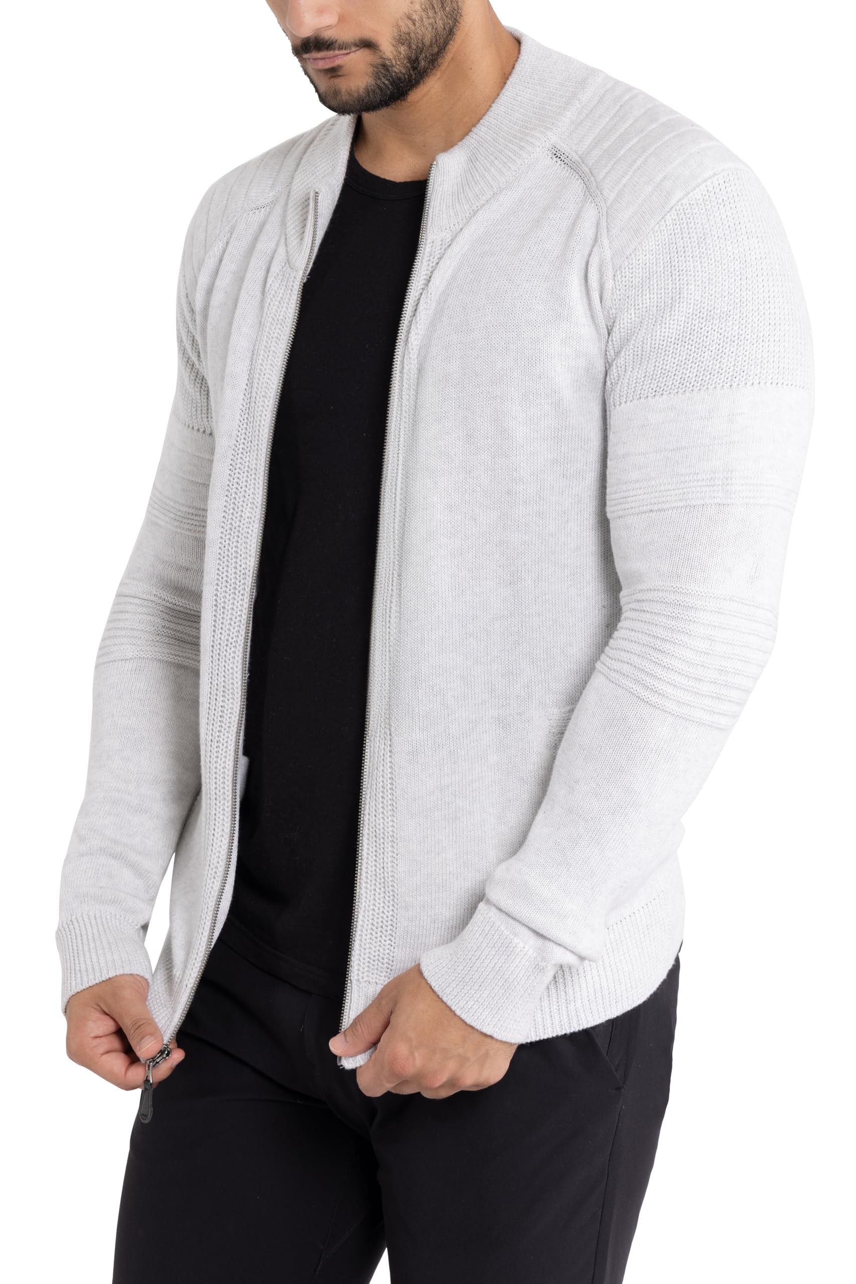 X RAY Men's Slim Fit Zip Up Cardigan Sweater - Lightweight Knit Jacket for Spring & Fall (Big & Tall Sizes) | Casual Office Wear & Layering Essential