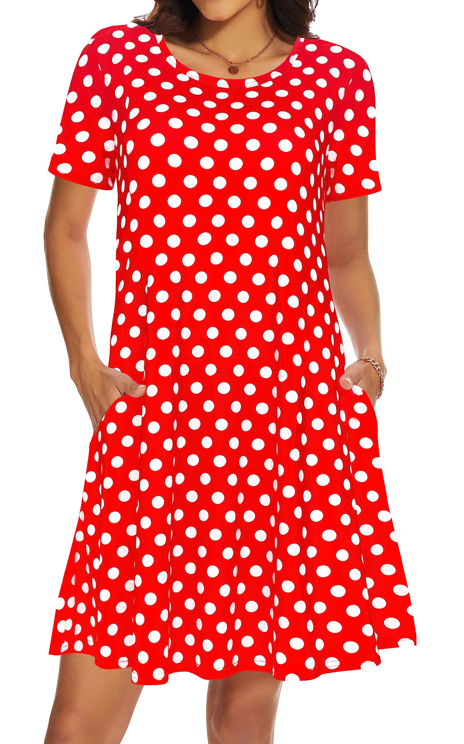 Women's Casual Summer Beach Sundress - Short Sleeve T-Shirt Dress with Pockets | Perfect for Vacations, Pool Parties & Outdoor Adventures
