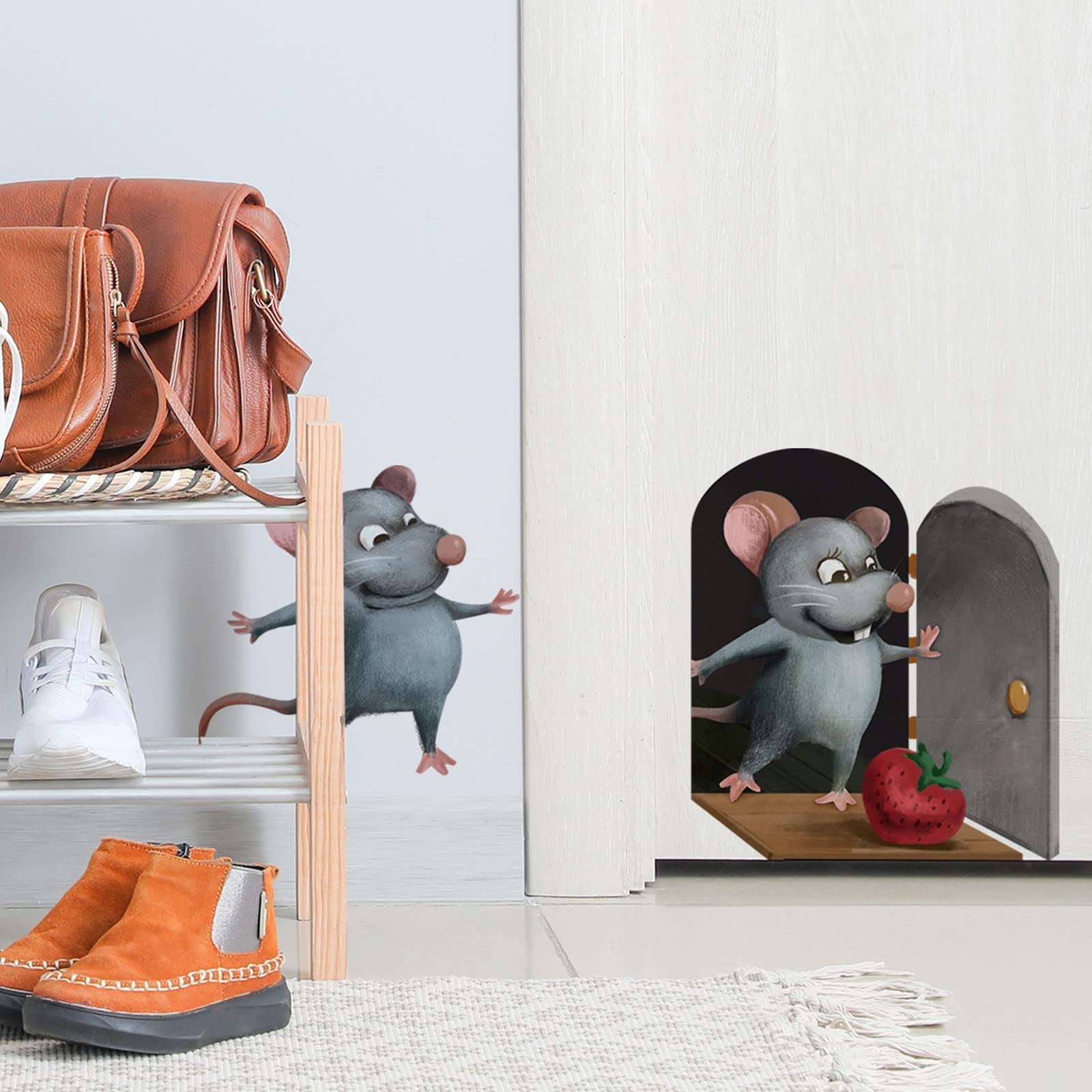 3D Removable Mirror Tiles Mouse Wall Sticker - Cartoon Mouse & Butterflies Home Decor for Living Room, Bedroom, Kids Room - Multicolor Self-Adhesive Wall Decals (One Size) | Perfect for Nursery Decor, Birthday Parties & DIY Wall Art Projects