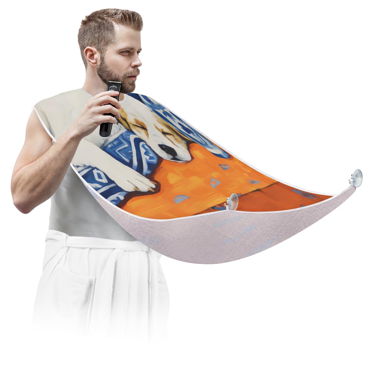 Men's Beard Shaving Bib & Hair Dye Apron - Waterproof Barber Cape for Haircut, Beard Trimming & Makeup - Sink Hair Catcher & Grooming Accessory - Perfect for Home Haircuts, Salon Styling & DIY Hair Coloring