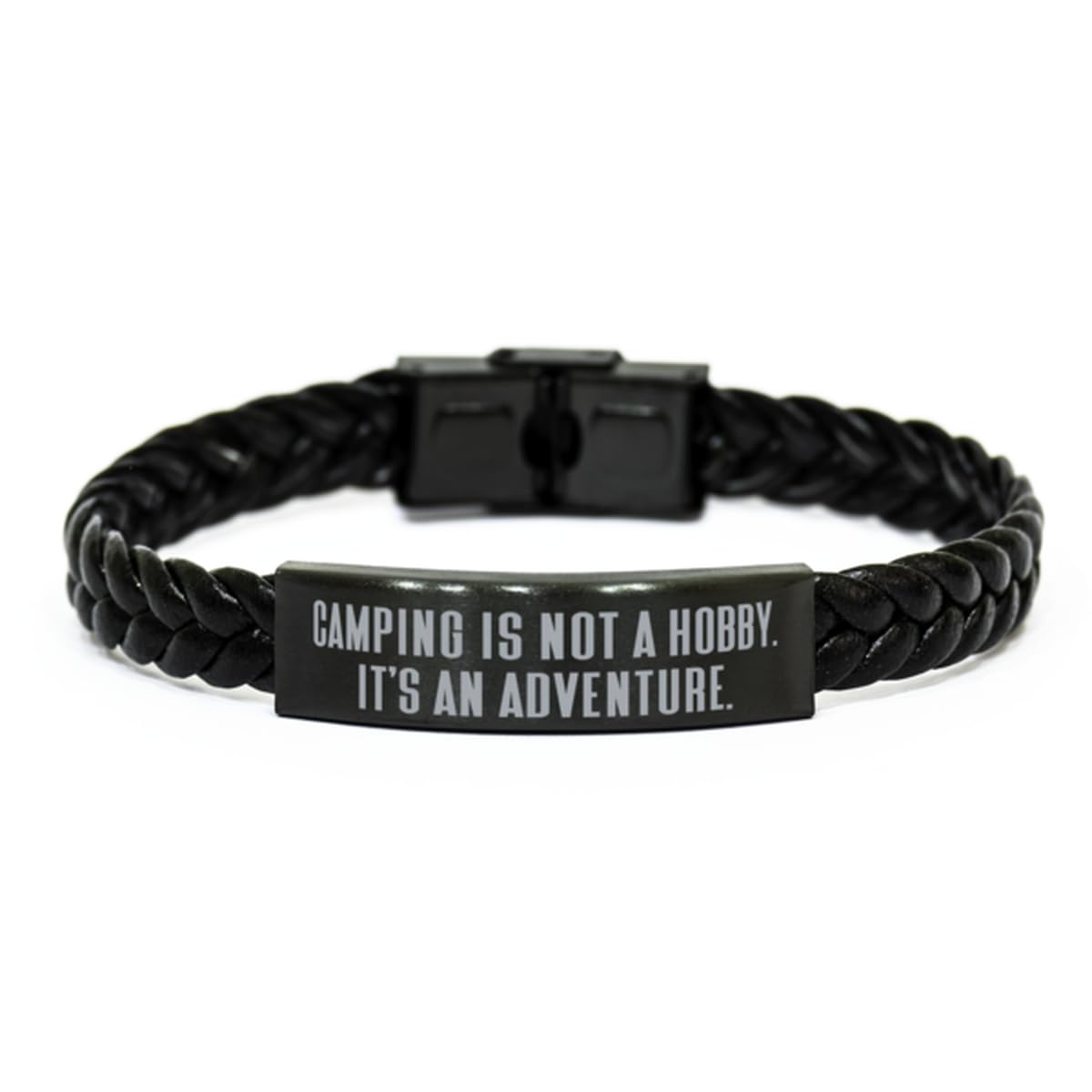 Braided Leather Bracelet for Men & Women - Personalized Engraved Camping Gift for Friends - Durable Outdoor Accessory for Camping Trips & Adventures - Perfect for Hiking, Backpacking & Nature Getaways